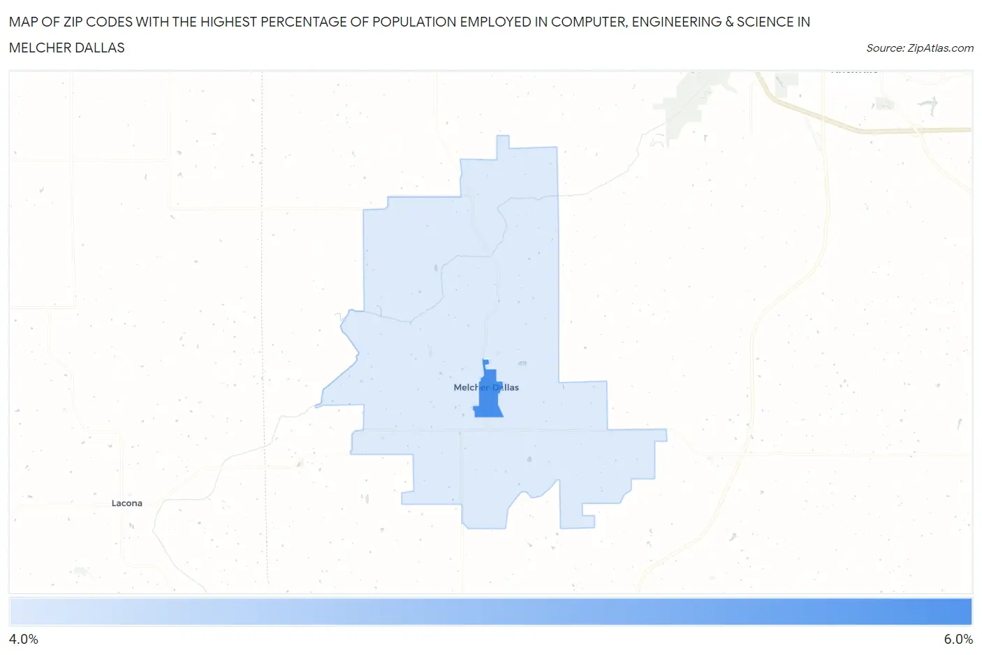 Zip Codes with the Highest Percentage of Population Employed in Computer, Engineering & Science in Melcher Dallas Map