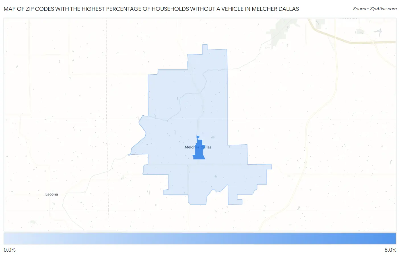 Zip Codes with the Highest Percentage of Households Without a Vehicle in Melcher Dallas Map