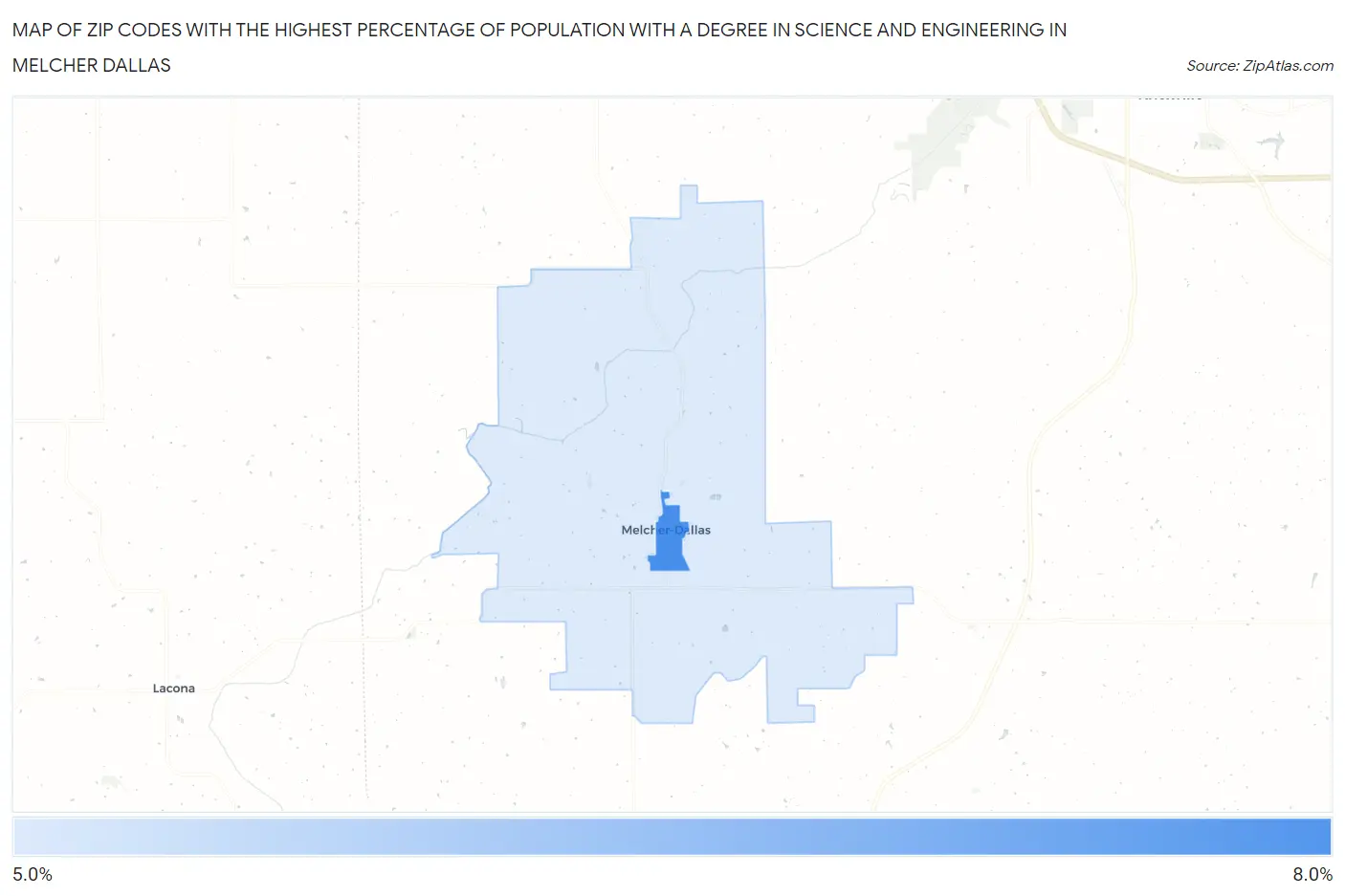 Zip Codes with the Highest Percentage of Population with a Degree in Science and Engineering in Melcher Dallas Map