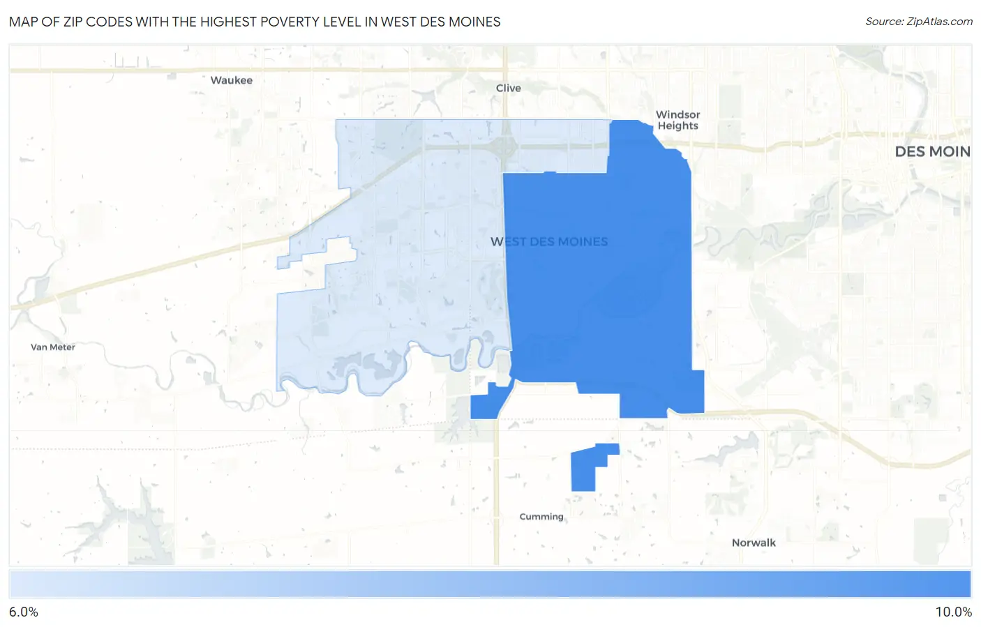 Zip Codes with the Highest Poverty Level in West Des Moines Map