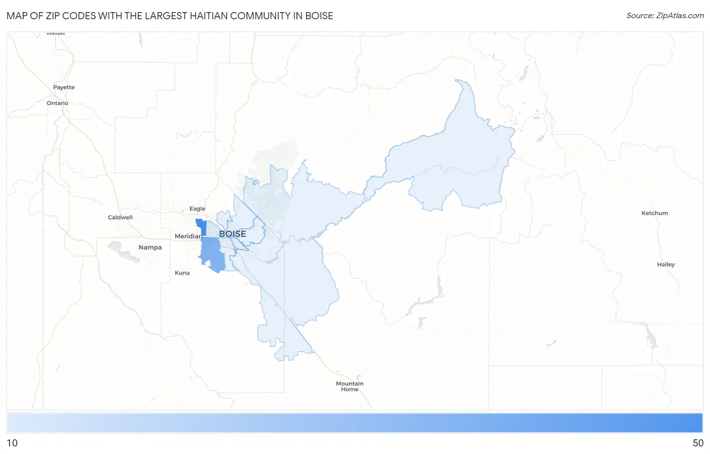 Zip Codes with the Largest Haitian Community in Boise Map