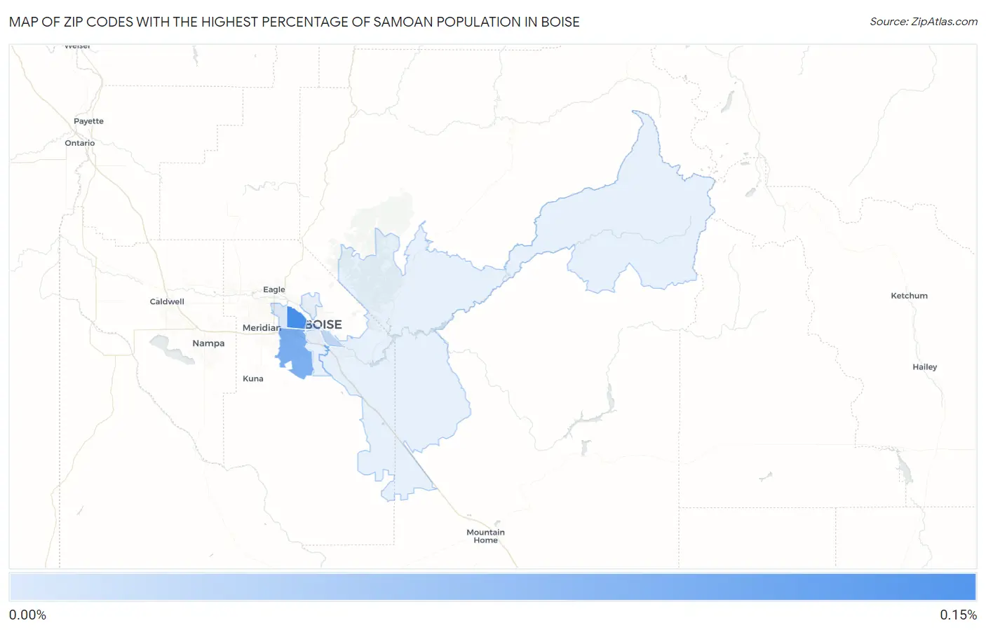 Zip Codes with the Highest Percentage of Samoan Population in Boise Map