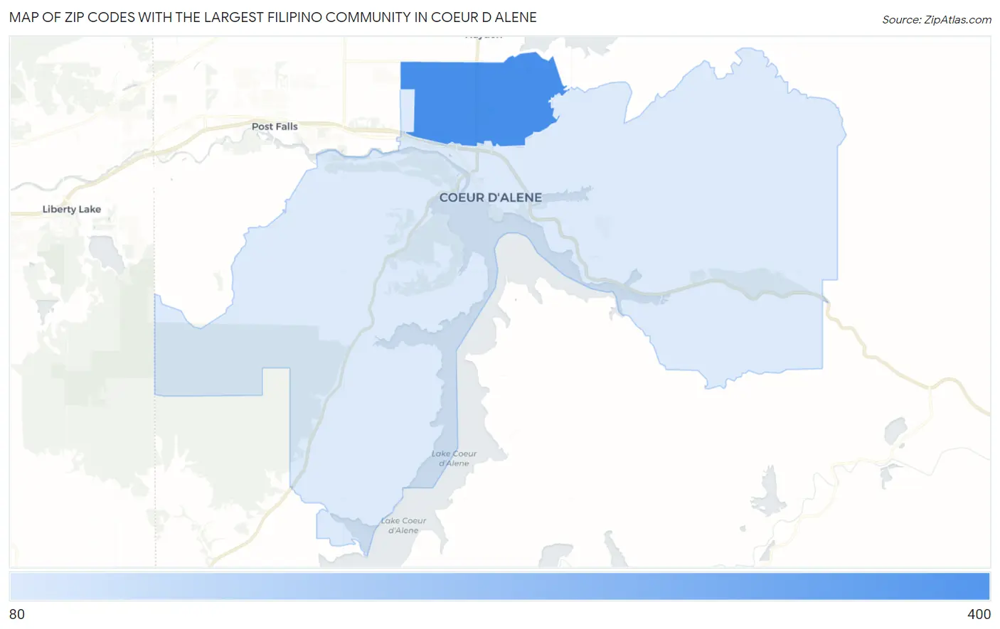 Zip Codes with the Largest Filipino Community in Coeur D Alene Map