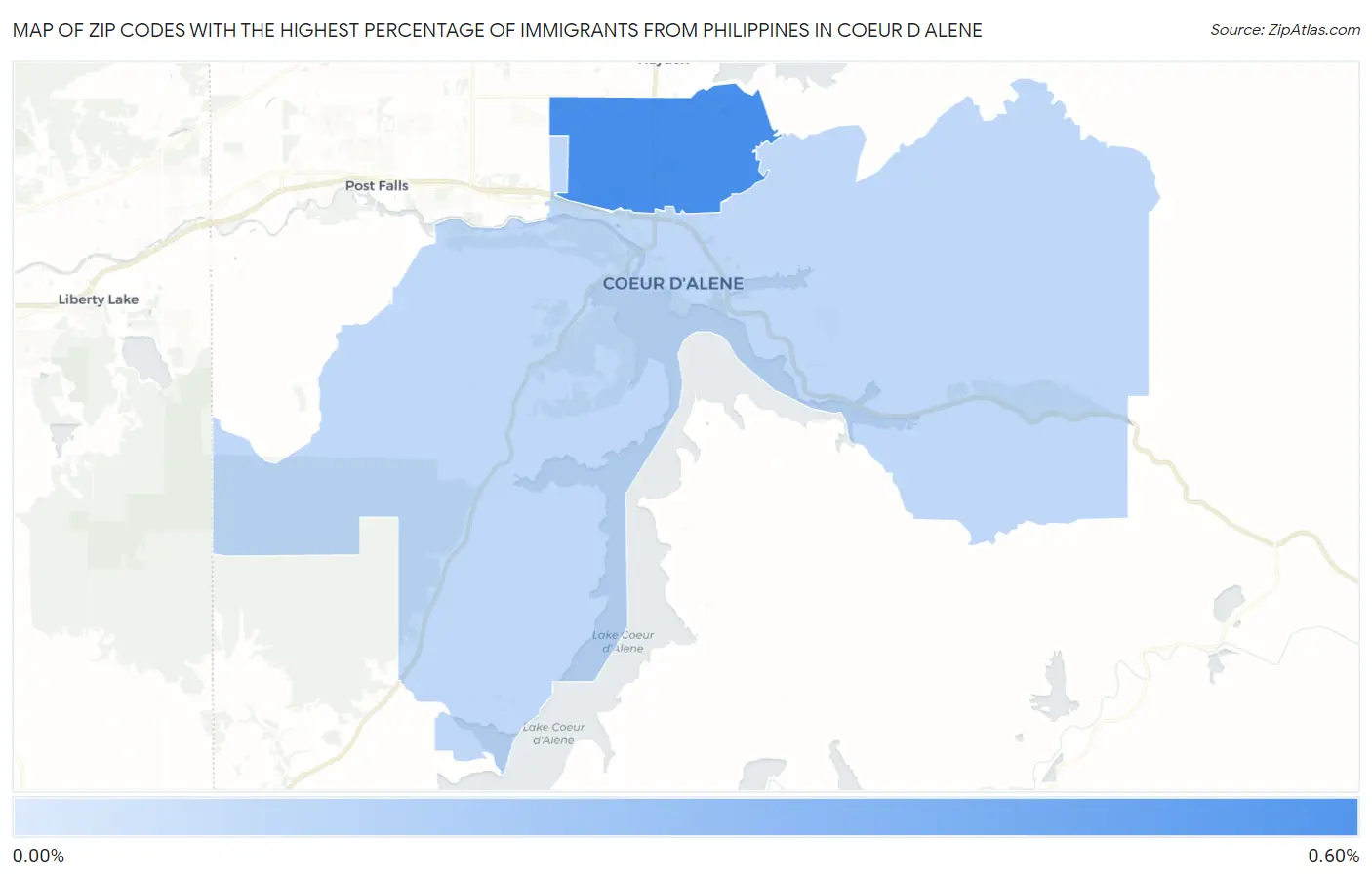 Zip Codes with the Highest Percentage of Immigrants from Philippines in Coeur D Alene Map