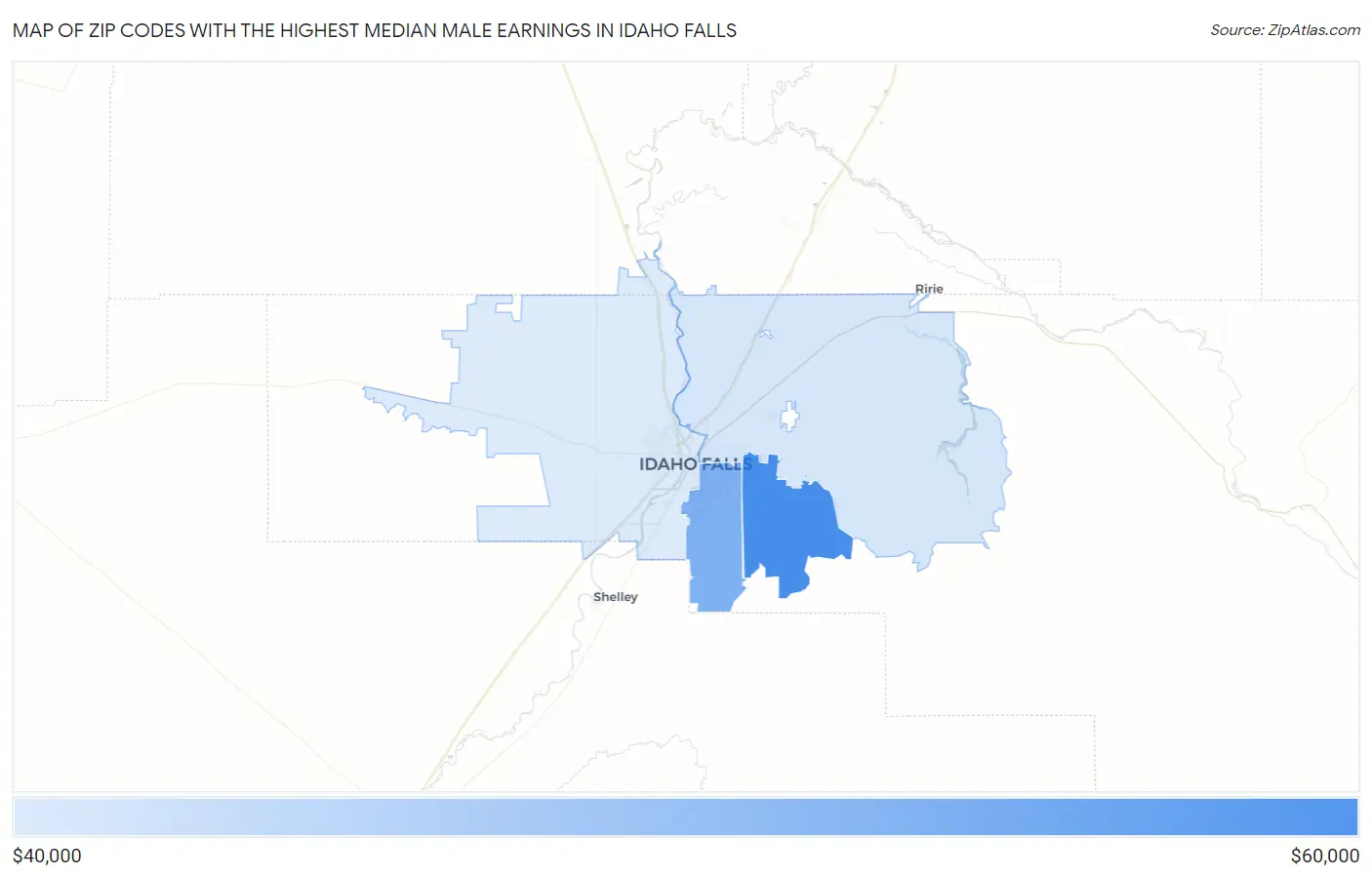 Zip Codes with the Highest Median Male Earnings in Idaho Falls Map