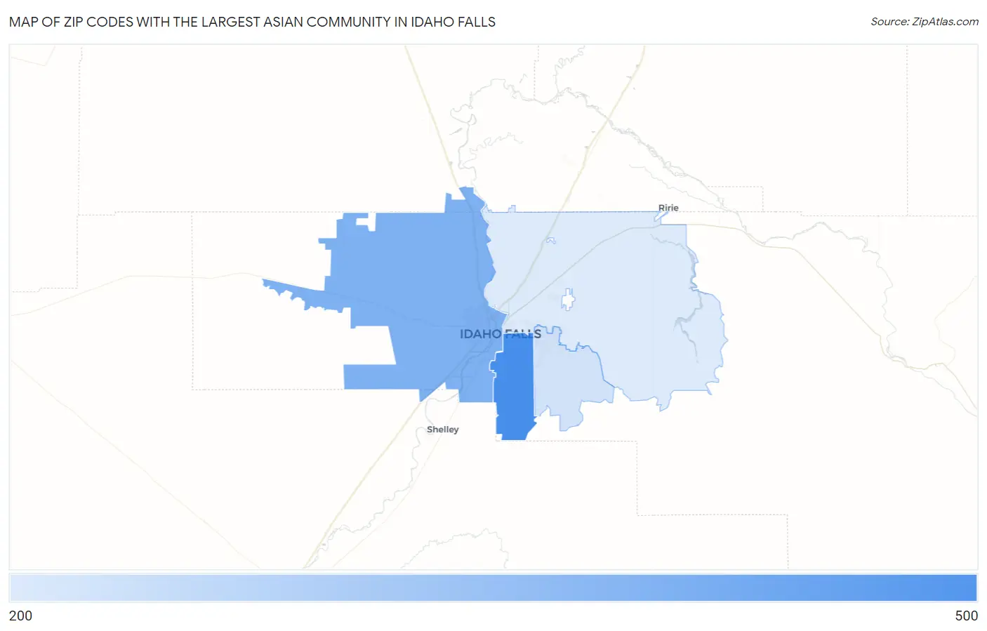 Zip Codes with the Largest Asian Community in Idaho Falls Map