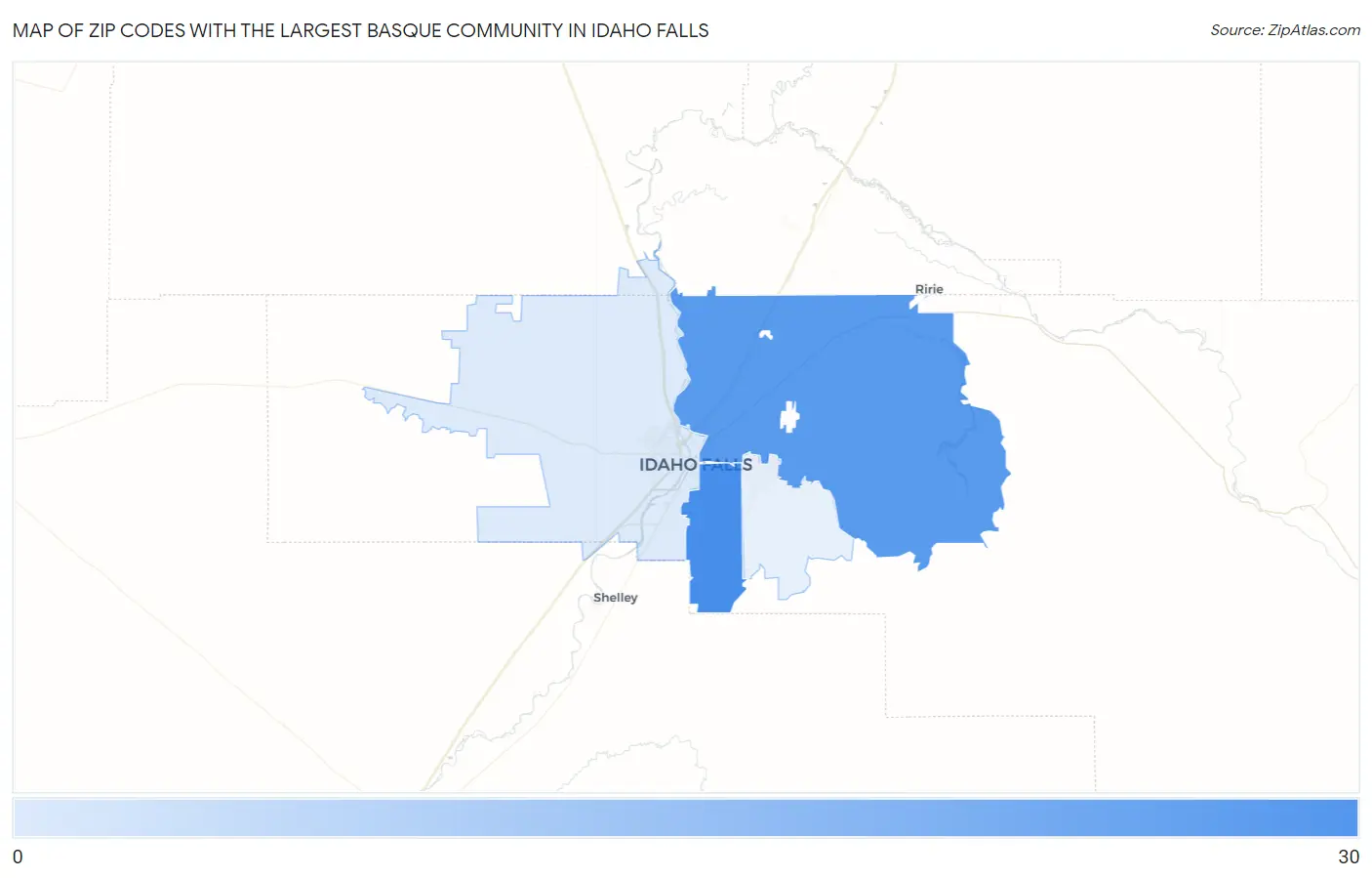 Zip Codes with the Largest Basque Community in Idaho Falls Map