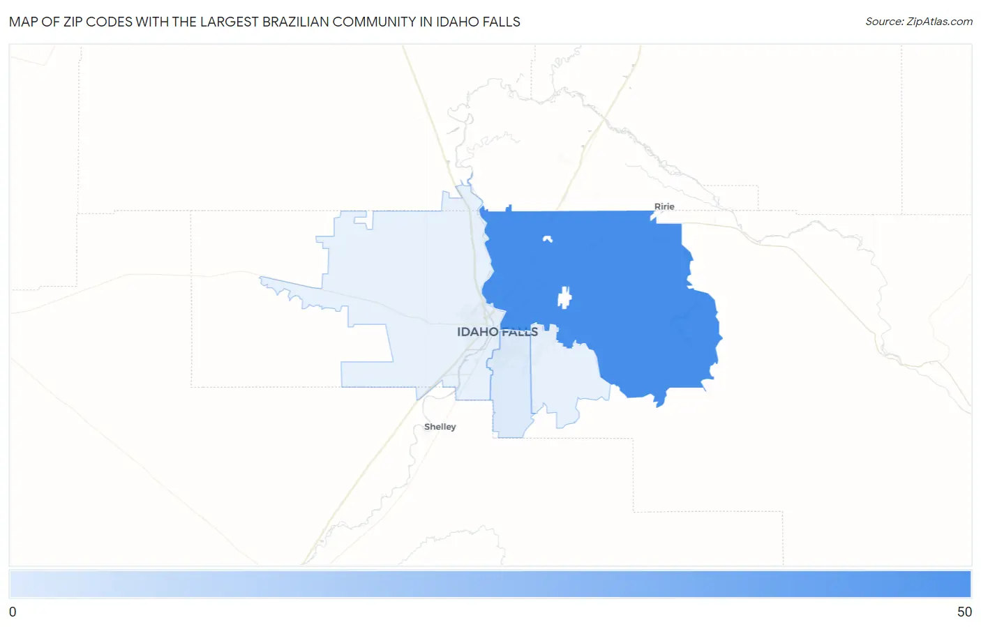 Zip Codes with the Largest Brazilian Community in Idaho Falls Map