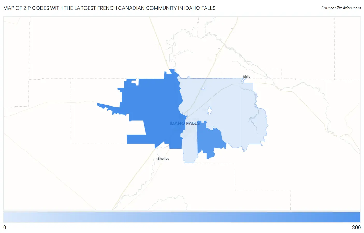 Zip Codes with the Largest French Canadian Community in Idaho Falls Map
