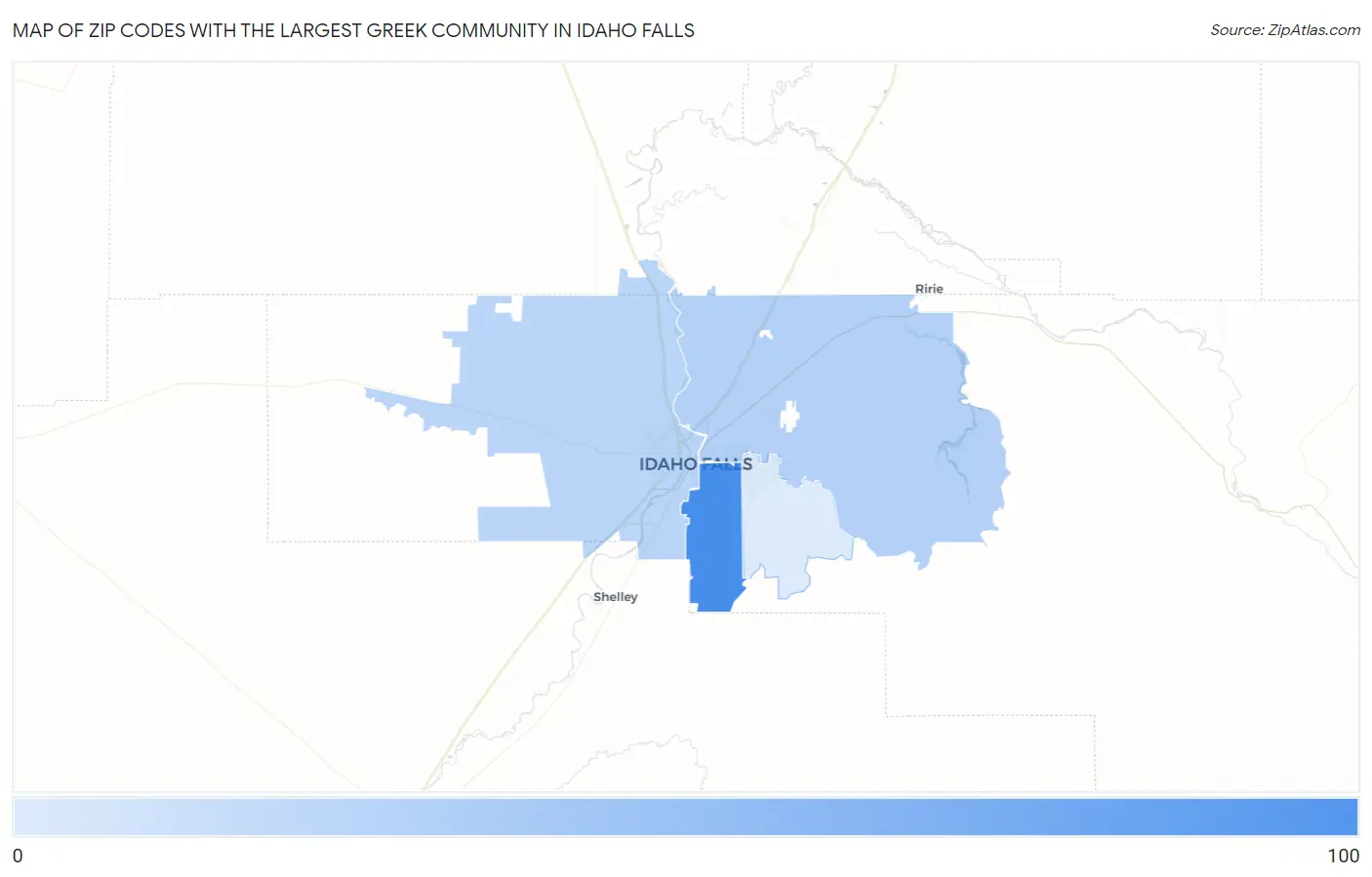 Zip Codes with the Largest Greek Community in Idaho Falls Map