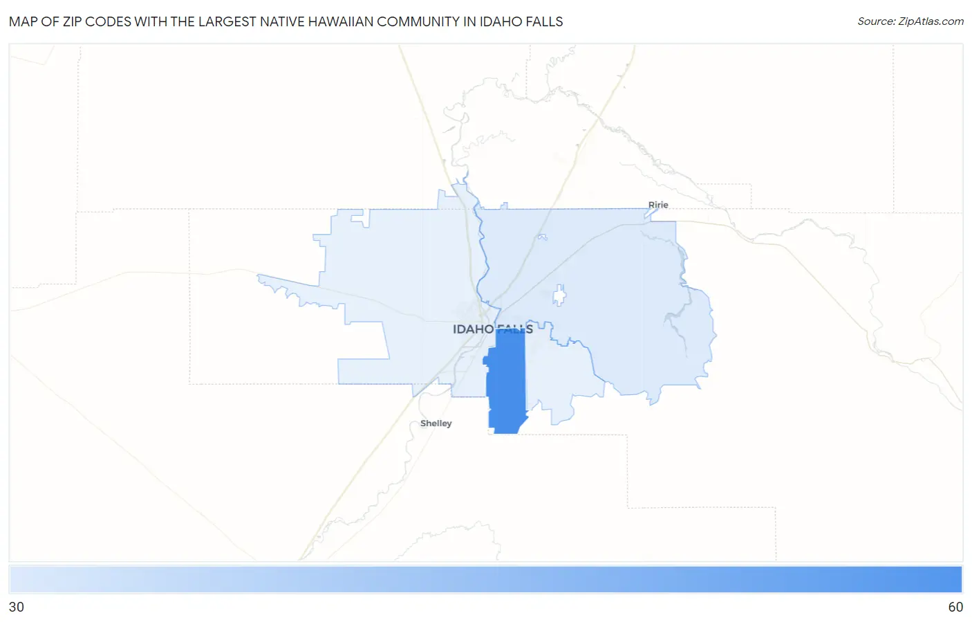 Zip Codes with the Largest Native Hawaiian Community in Idaho Falls Map