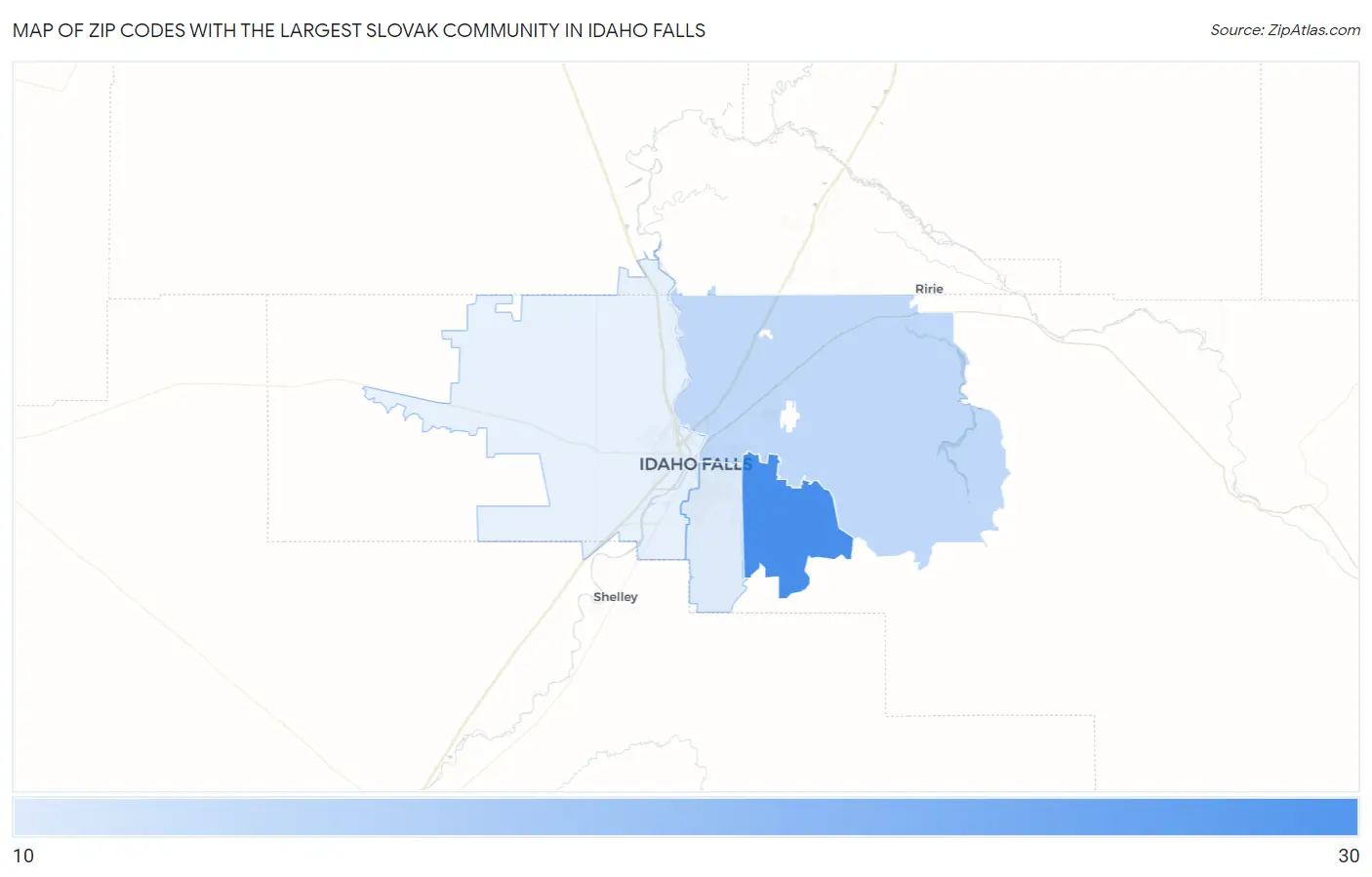 Zip Codes with the Largest Slovak Community in Idaho Falls Map