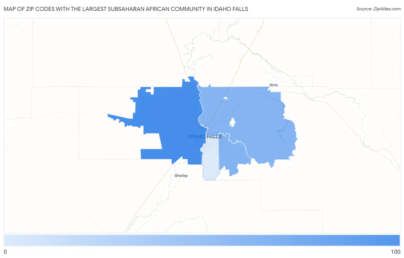 Zip Codes with the Largest Subsaharan African Community in Idaho Falls Map