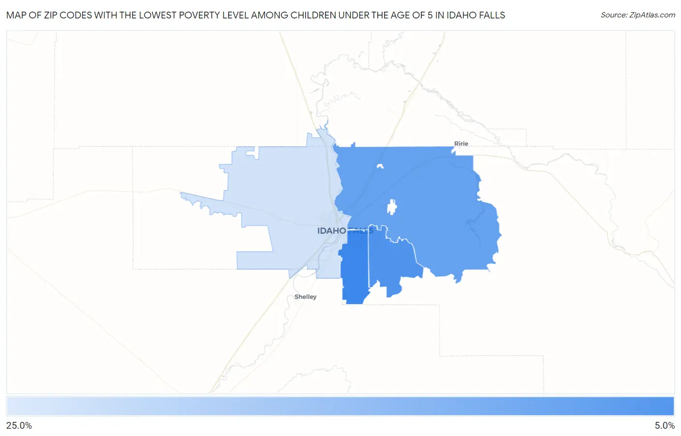 Zip Codes with the Lowest Poverty Level Among Children Under the Age of 5 in Idaho Falls Map