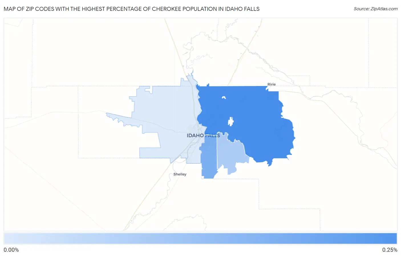 Zip Codes with the Highest Percentage of Cherokee Population in Idaho Falls Map