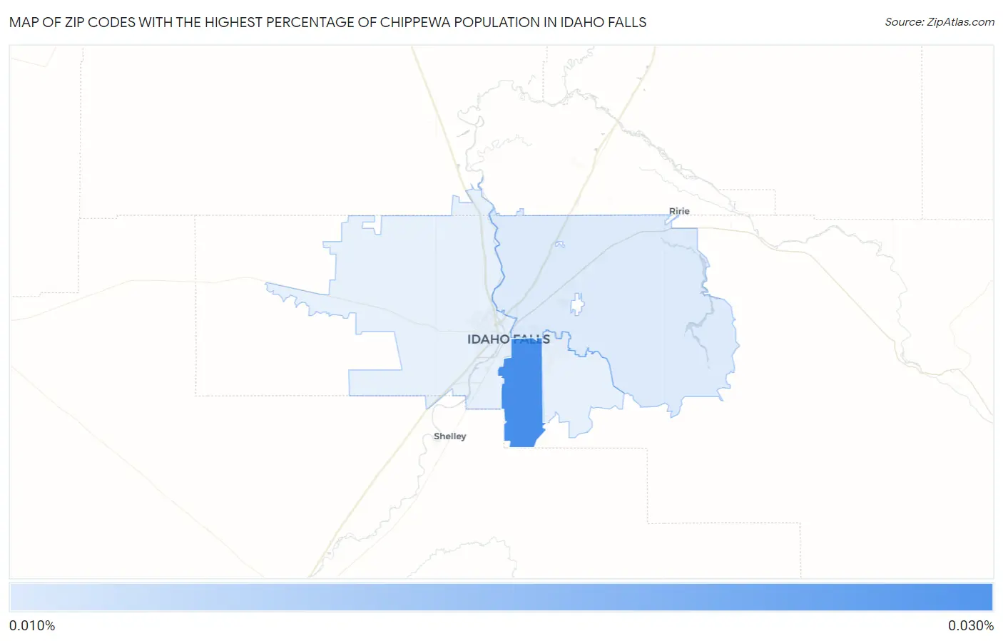 Zip Codes with the Highest Percentage of Chippewa Population in Idaho Falls Map