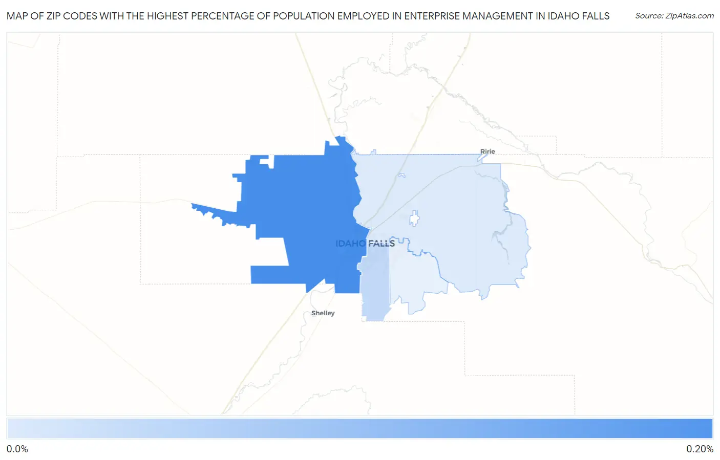 Zip Codes with the Highest Percentage of Population Employed in Enterprise Management in Idaho Falls Map