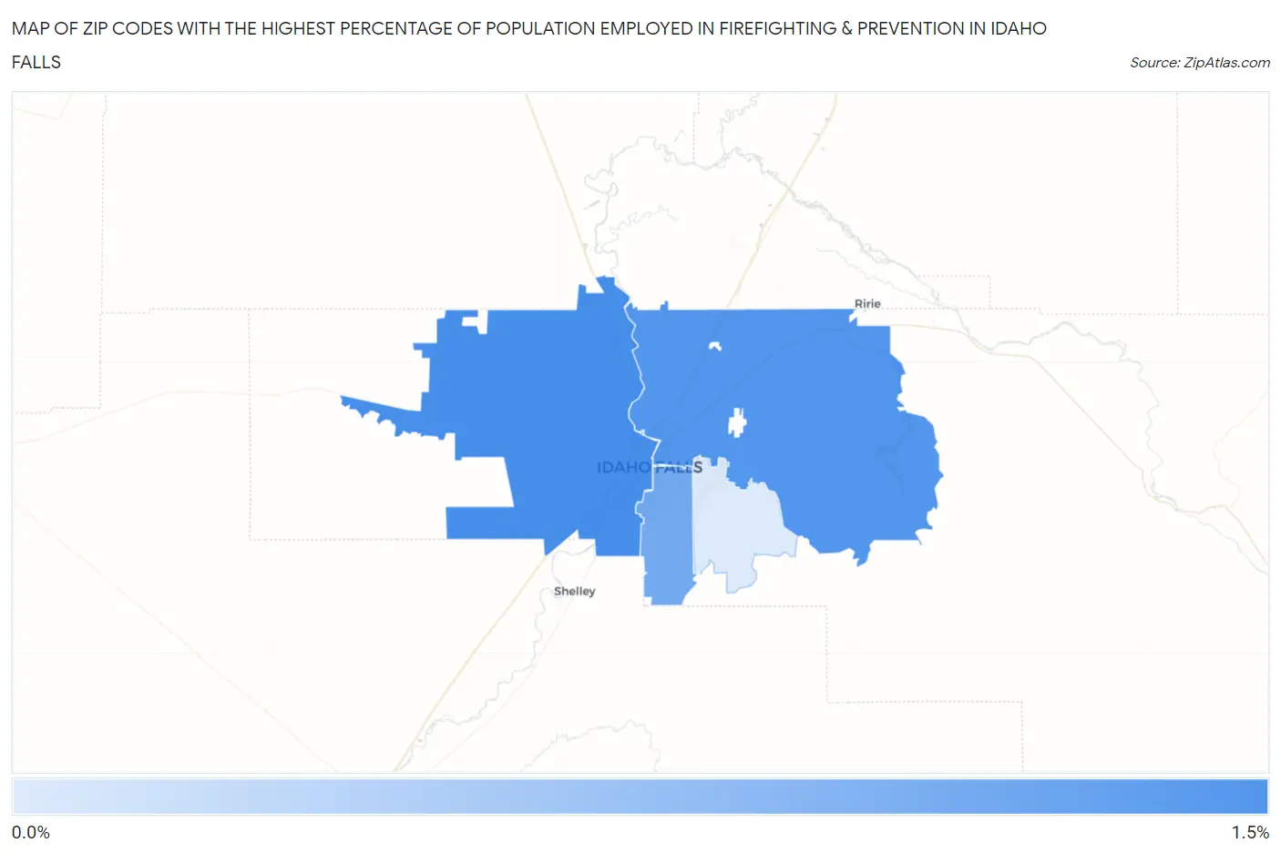 Zip Codes with the Highest Percentage of Population Employed in Firefighting & Prevention in Idaho Falls Map