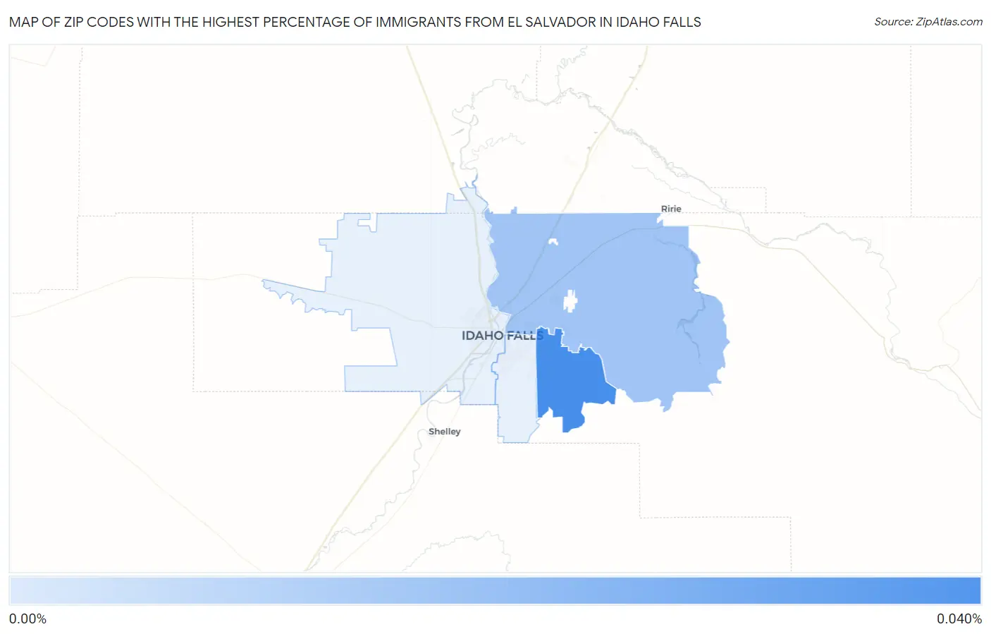 Zip Codes with the Highest Percentage of Immigrants from El Salvador in Idaho Falls Map