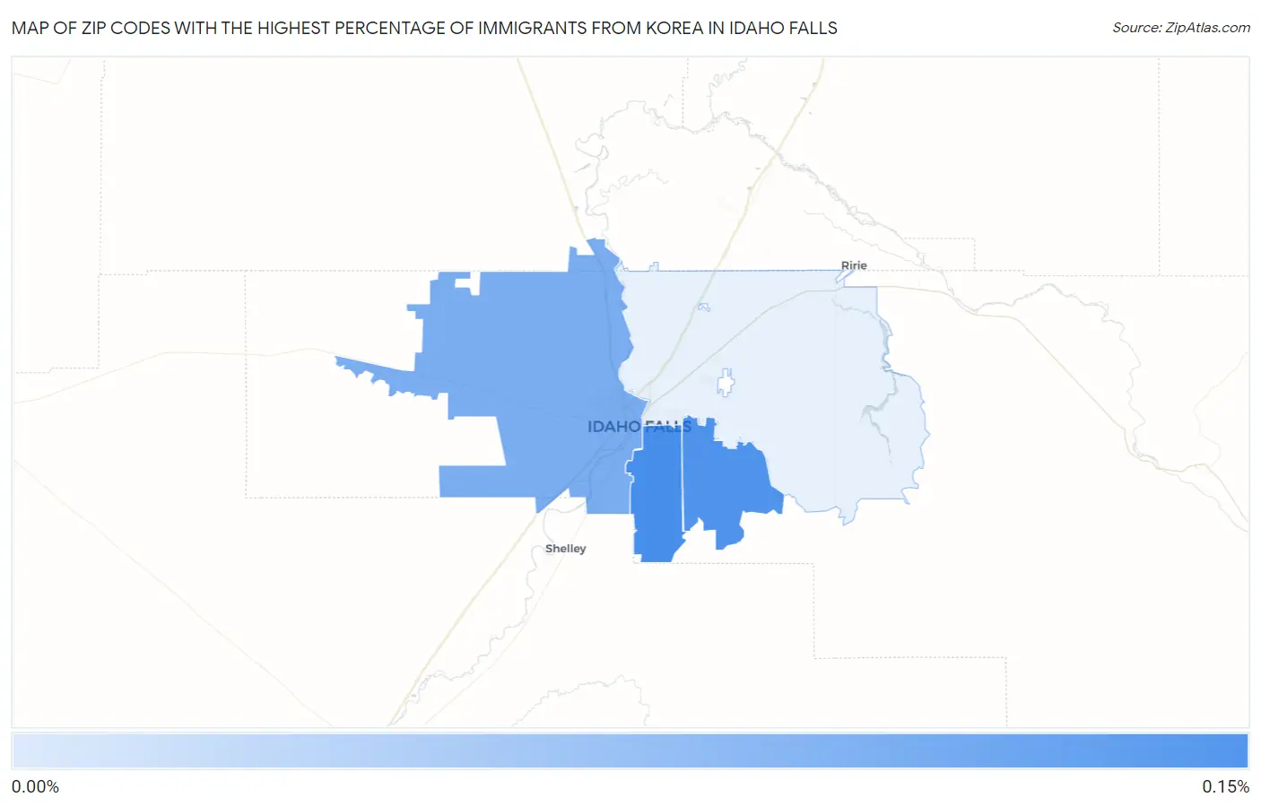 Zip Codes with the Highest Percentage of Immigrants from Korea in Idaho Falls Map