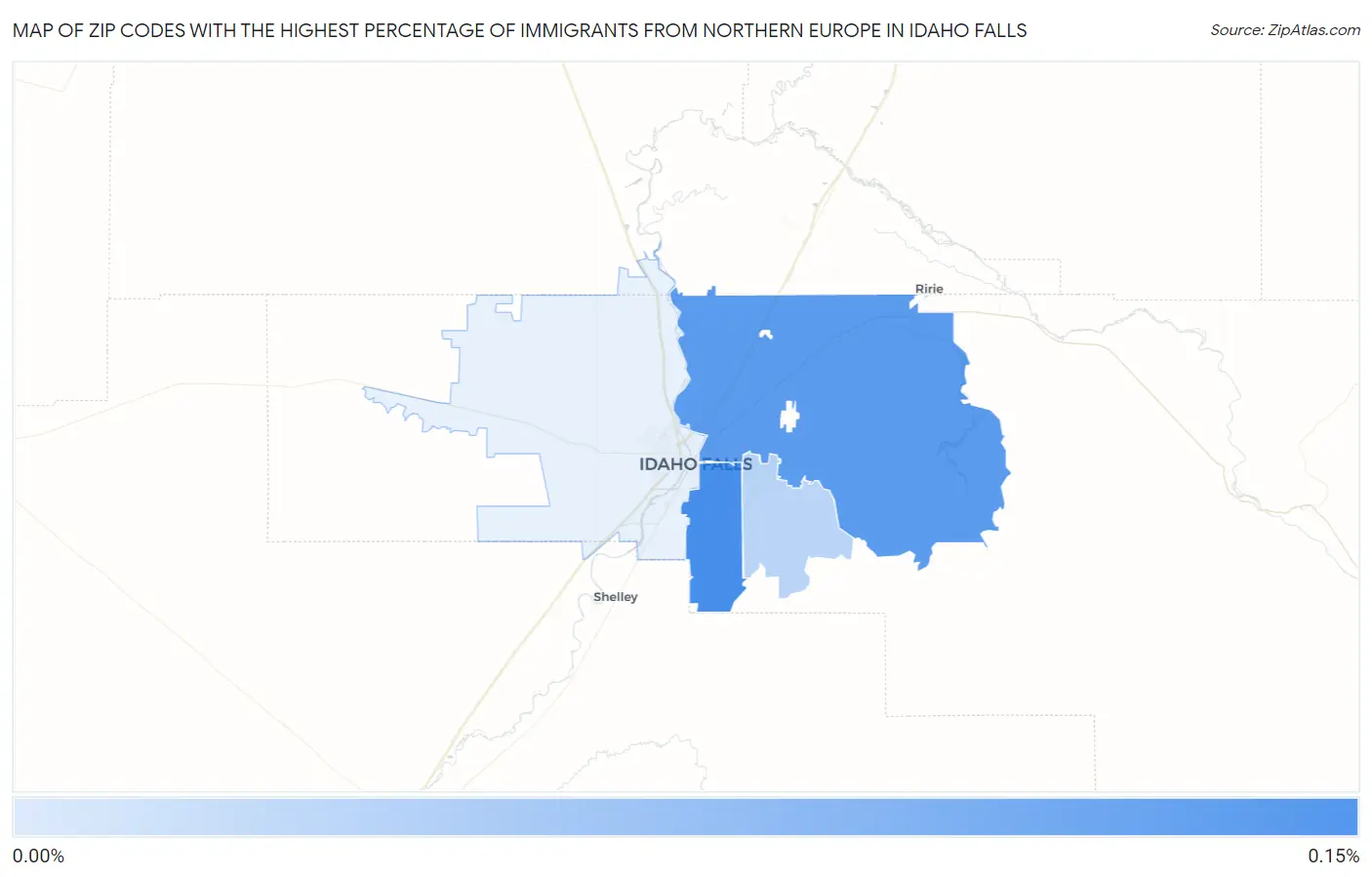 Zip Codes with the Highest Percentage of Immigrants from Northern Europe in Idaho Falls Map