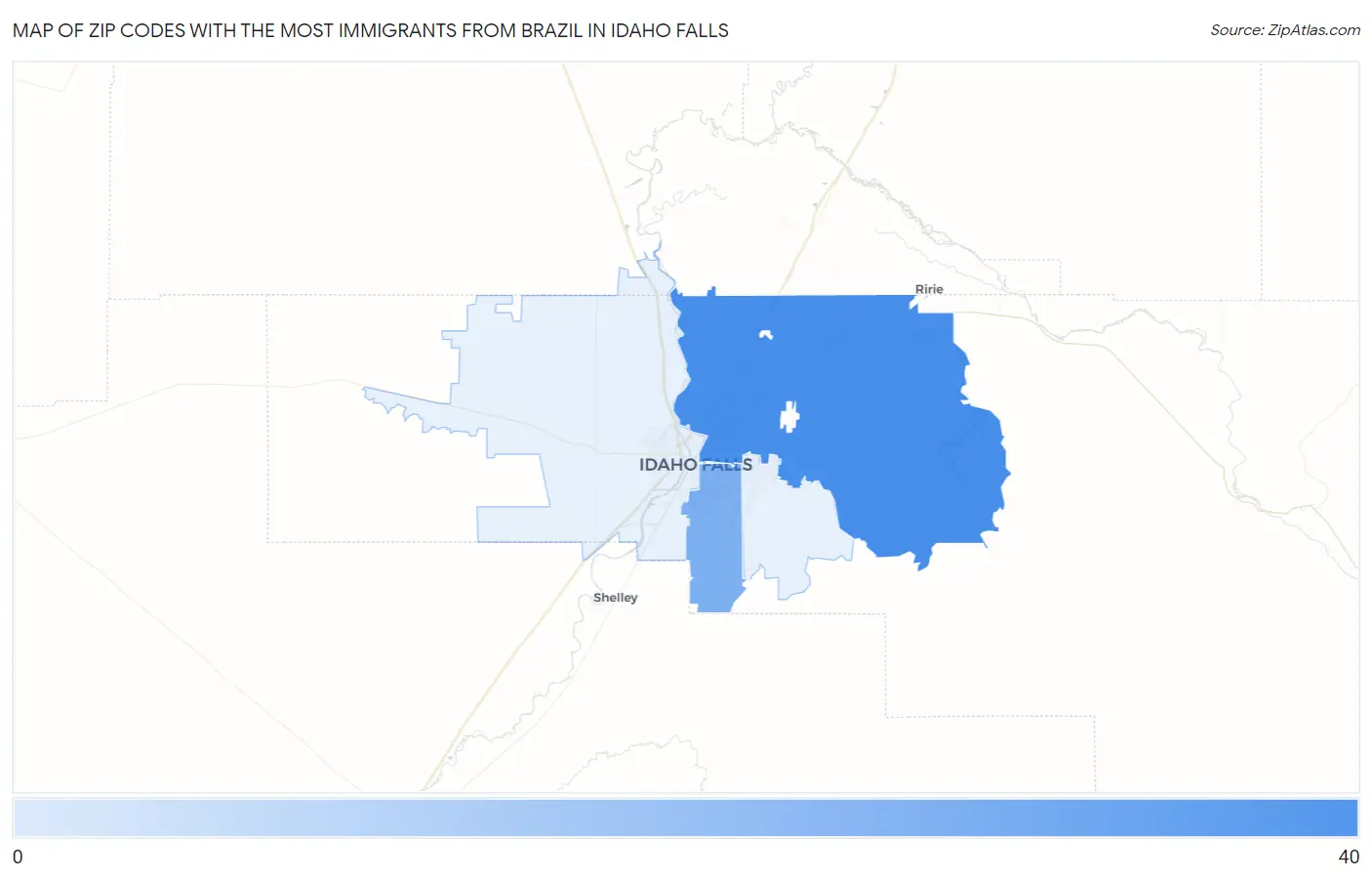 Zip Codes with the Most Immigrants from Brazil in Idaho Falls Map