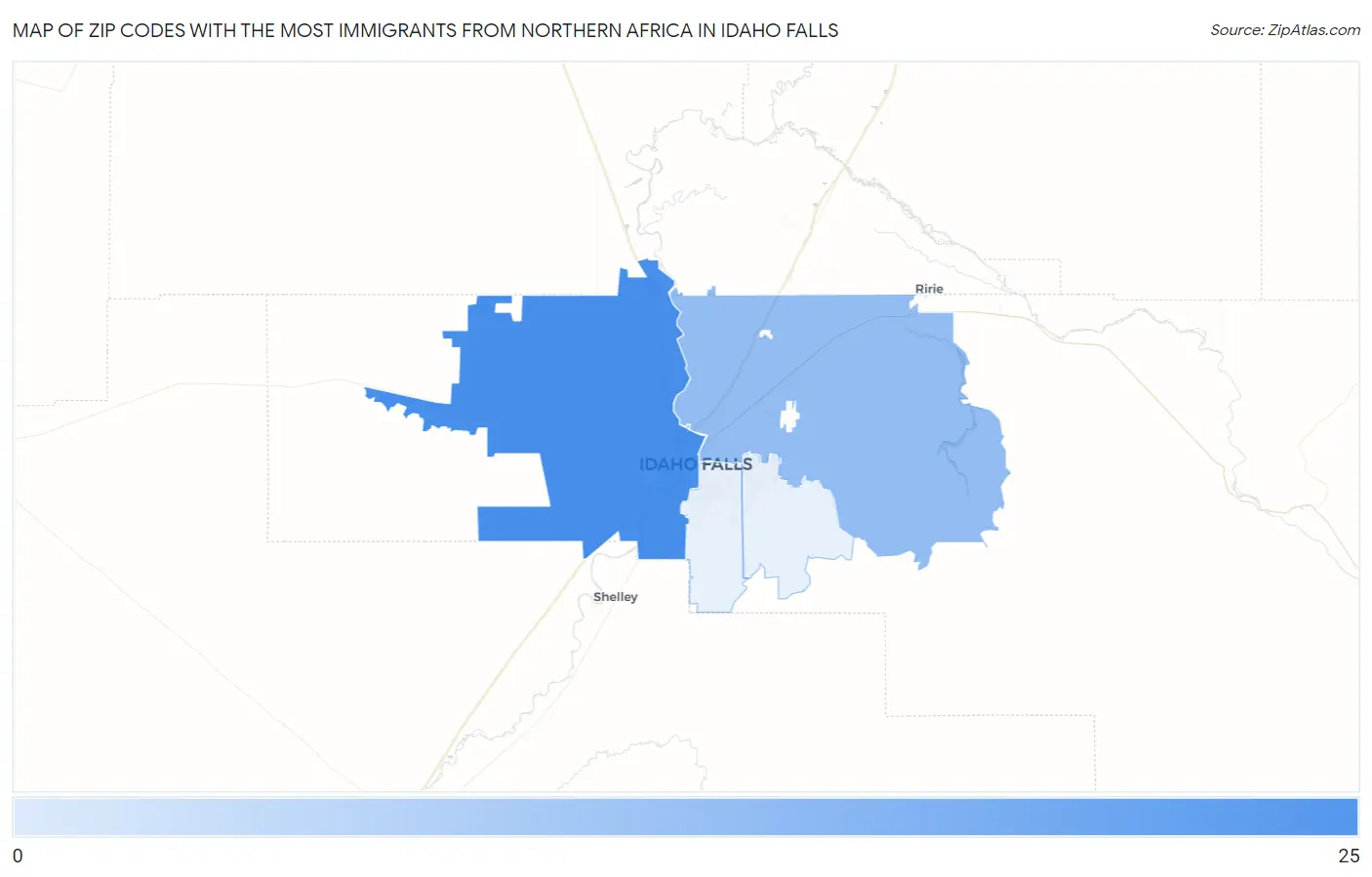 Zip Codes with the Most Immigrants from Northern Africa in Idaho Falls Map