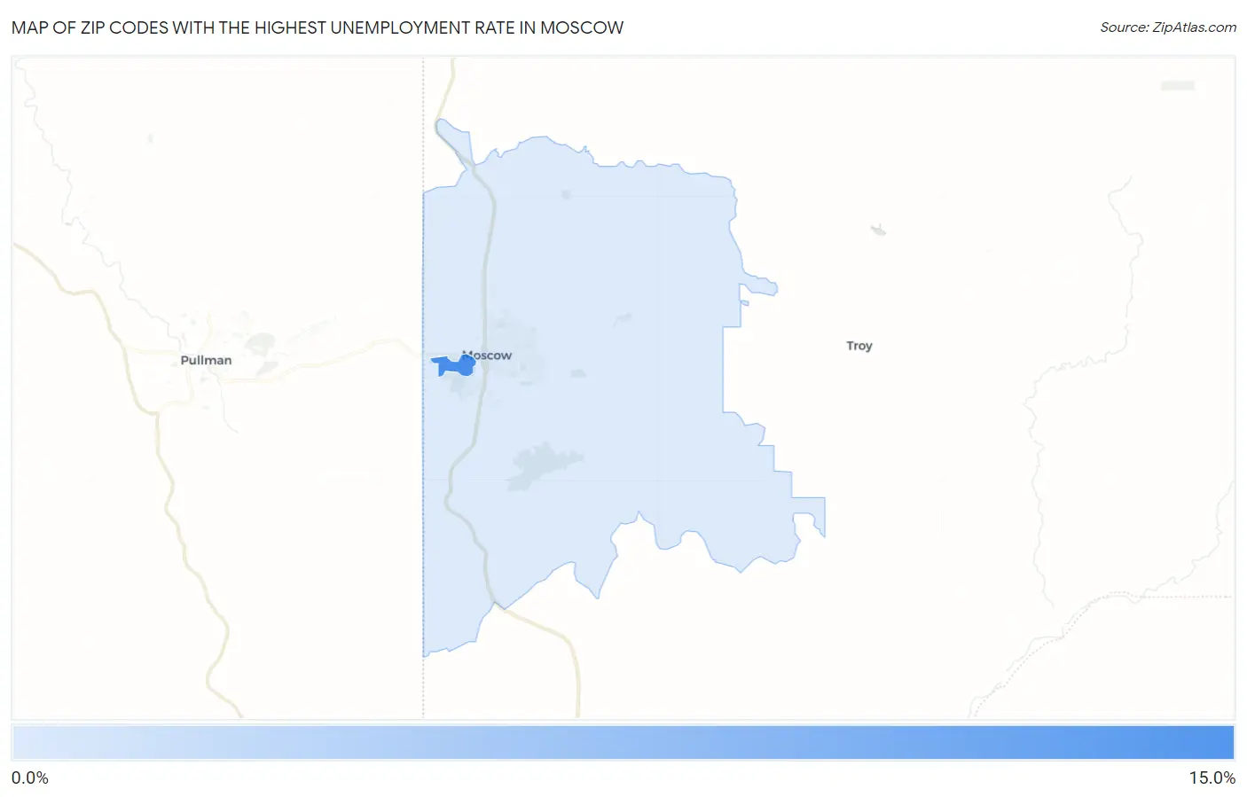 Zip Codes with the Highest Unemployment Rate in Moscow Map