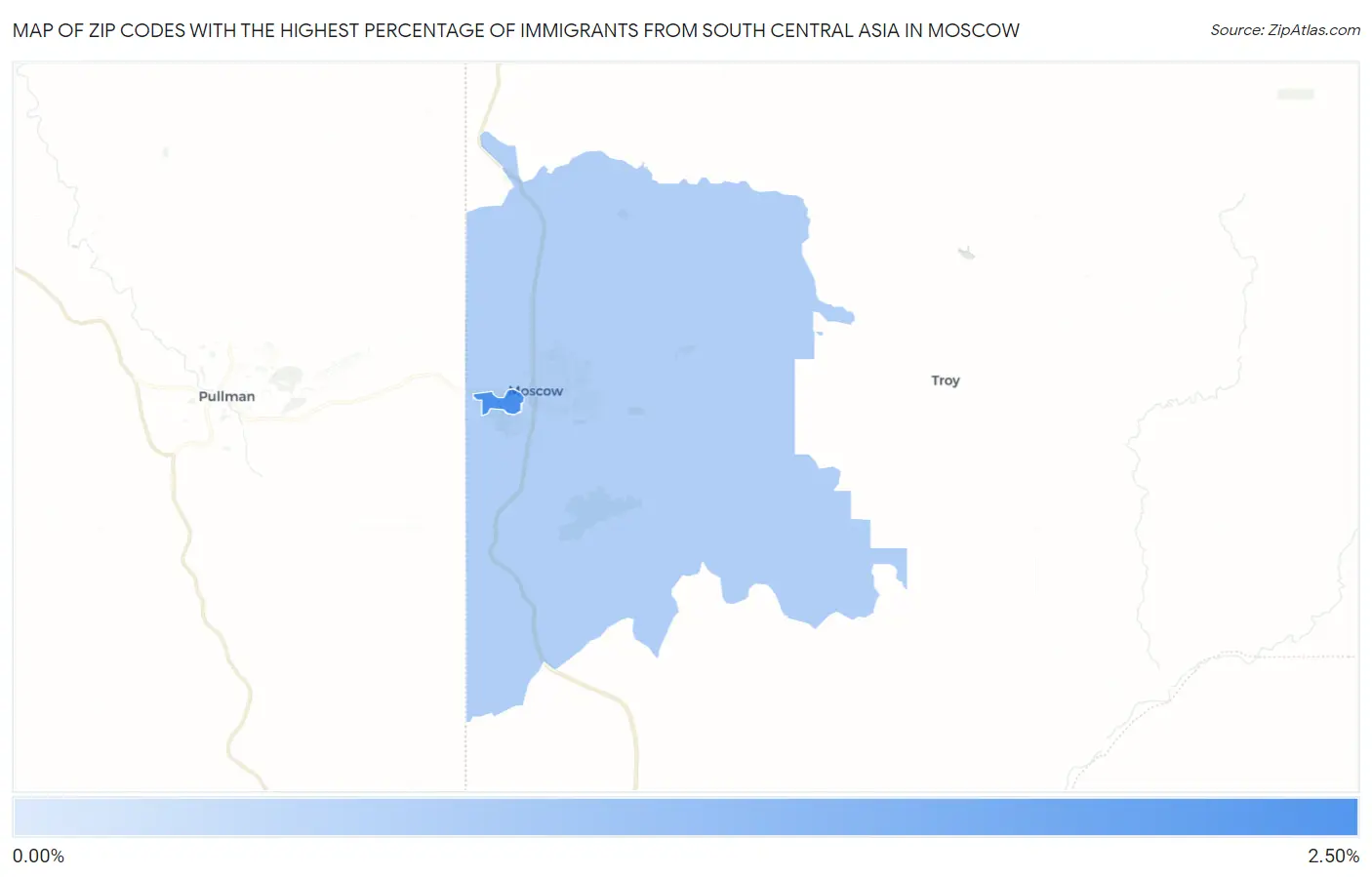 Zip Codes with the Highest Percentage of Immigrants from South Central Asia in Moscow Map