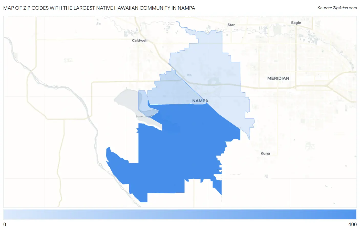 Zip Codes with the Largest Native Hawaiian Community in Nampa Map
