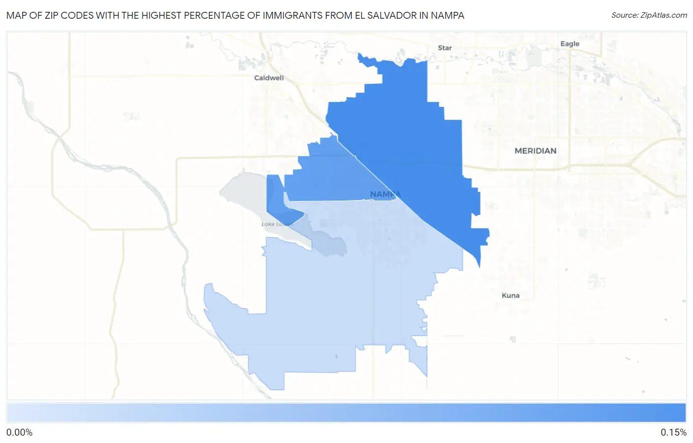 Zip Codes with the Highest Percentage of Immigrants from El Salvador in Nampa Map