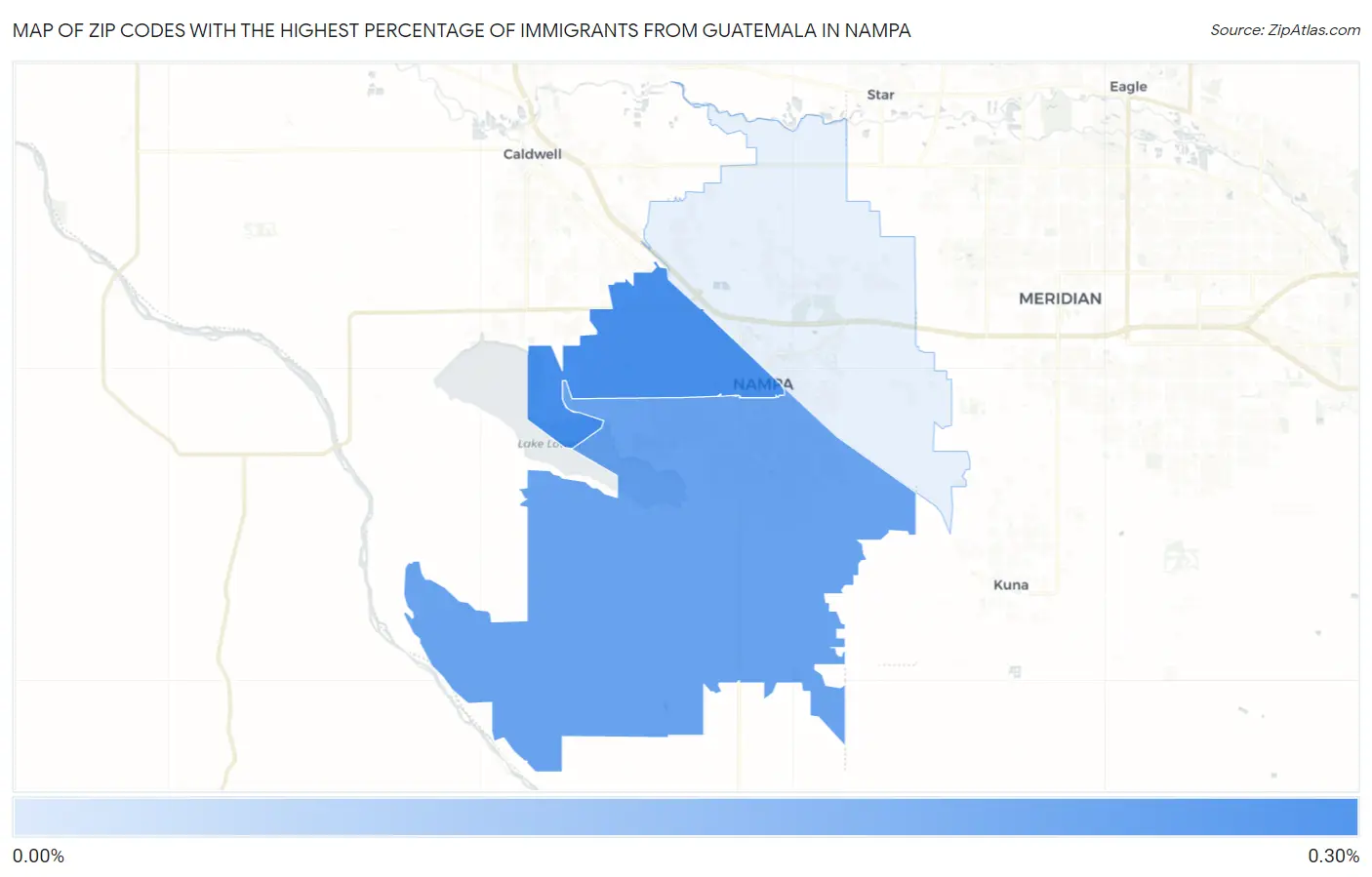 Zip Codes with the Highest Percentage of Immigrants from Guatemala in Nampa Map
