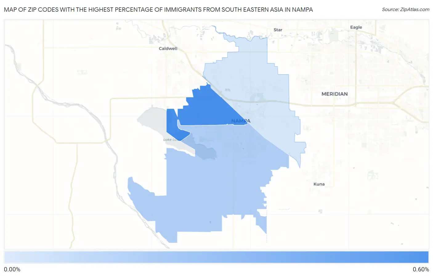 Zip Codes with the Highest Percentage of Immigrants from South Eastern Asia in Nampa Map
