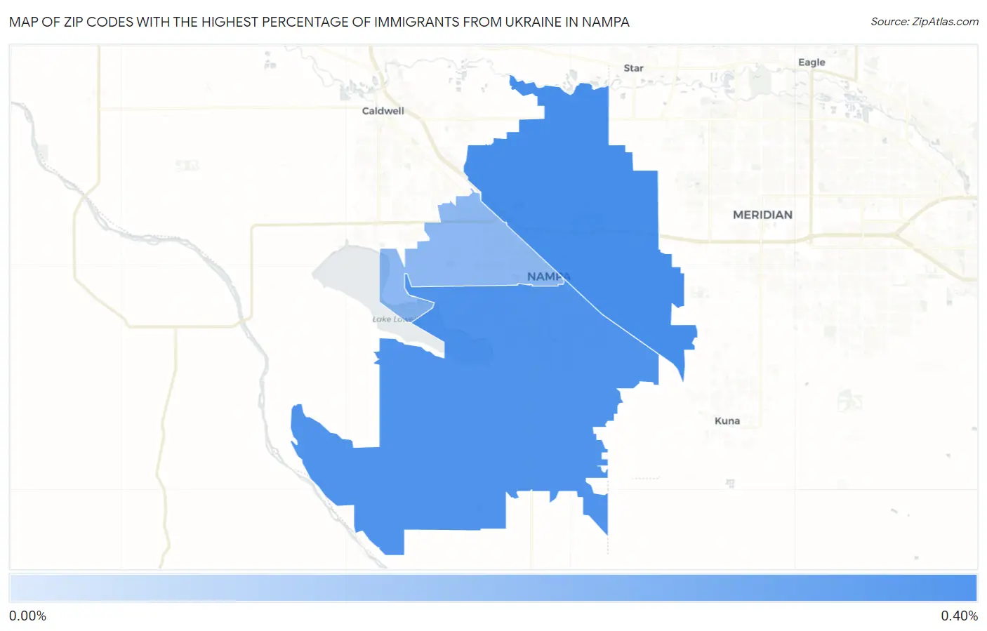 Zip Codes with the Highest Percentage of Immigrants from Ukraine in Nampa Map