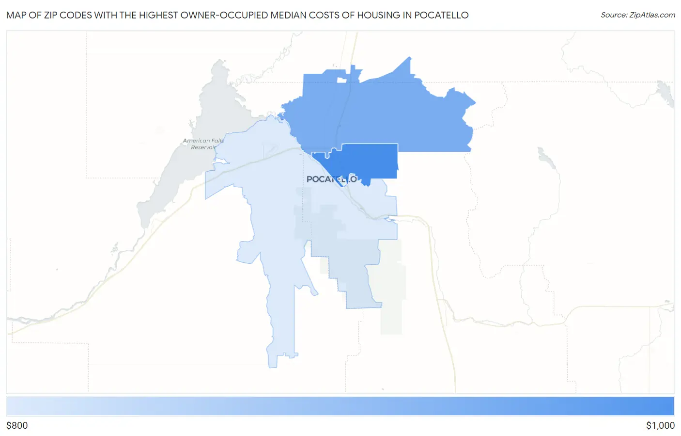 Zip Codes with the Highest Owner-Occupied Median Costs of Housing in Pocatello Map