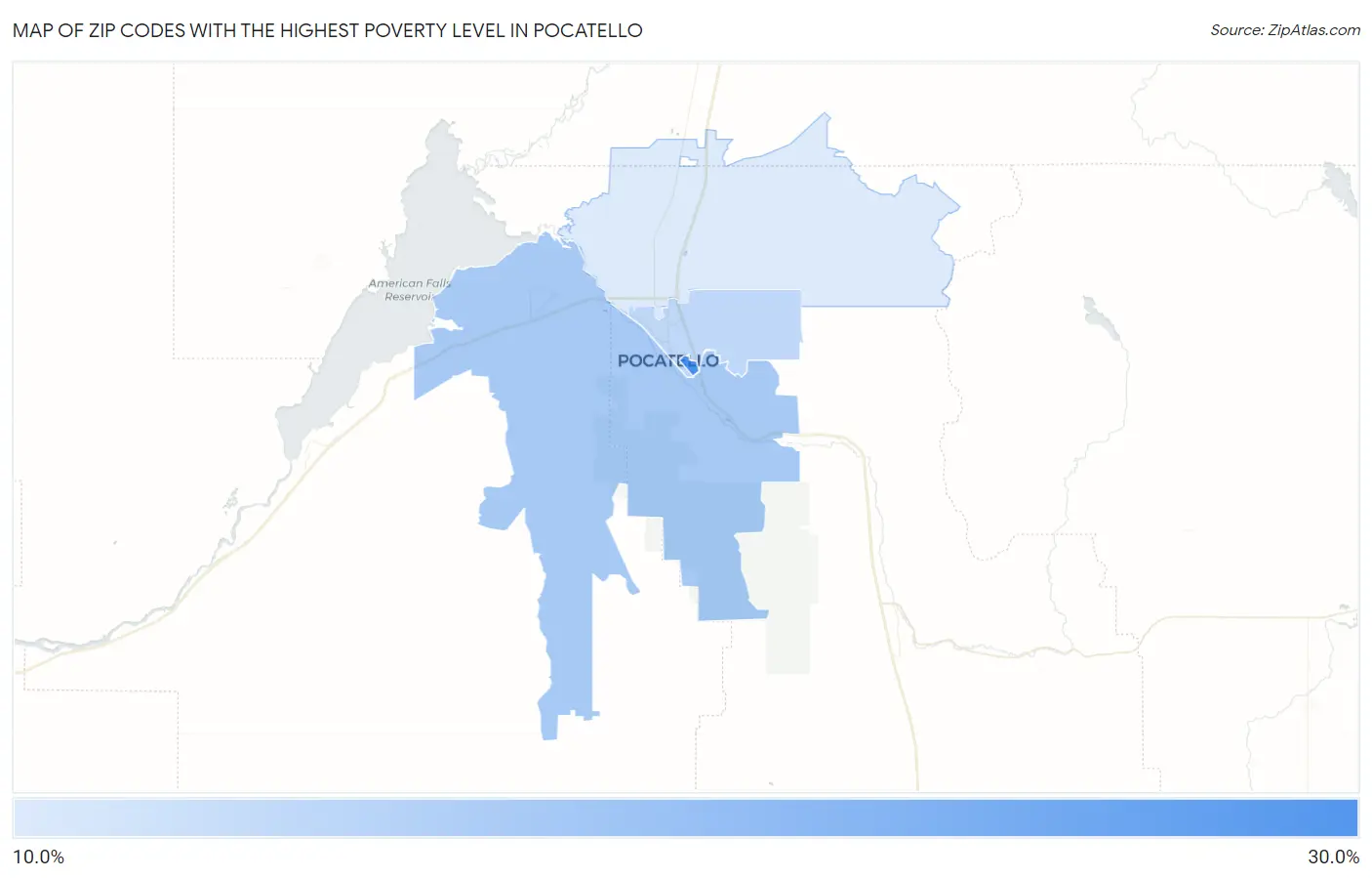 Zip Codes with the Highest Poverty Level in Pocatello Map