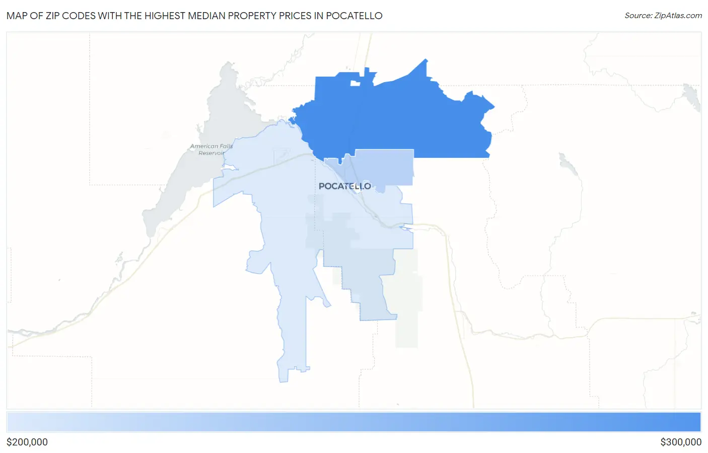 Zip Codes with the Highest Median Property Prices in Pocatello Map
