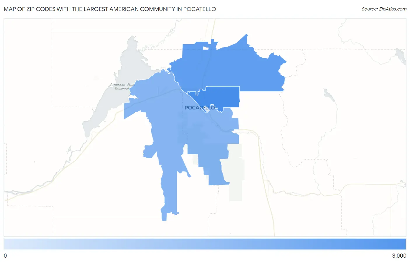 Zip Codes with the Largest American Community in Pocatello Map