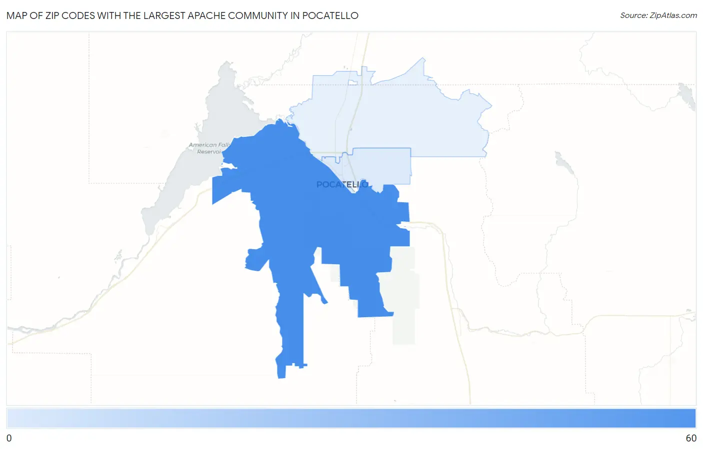 Zip Codes with the Largest Apache Community in Pocatello Map
