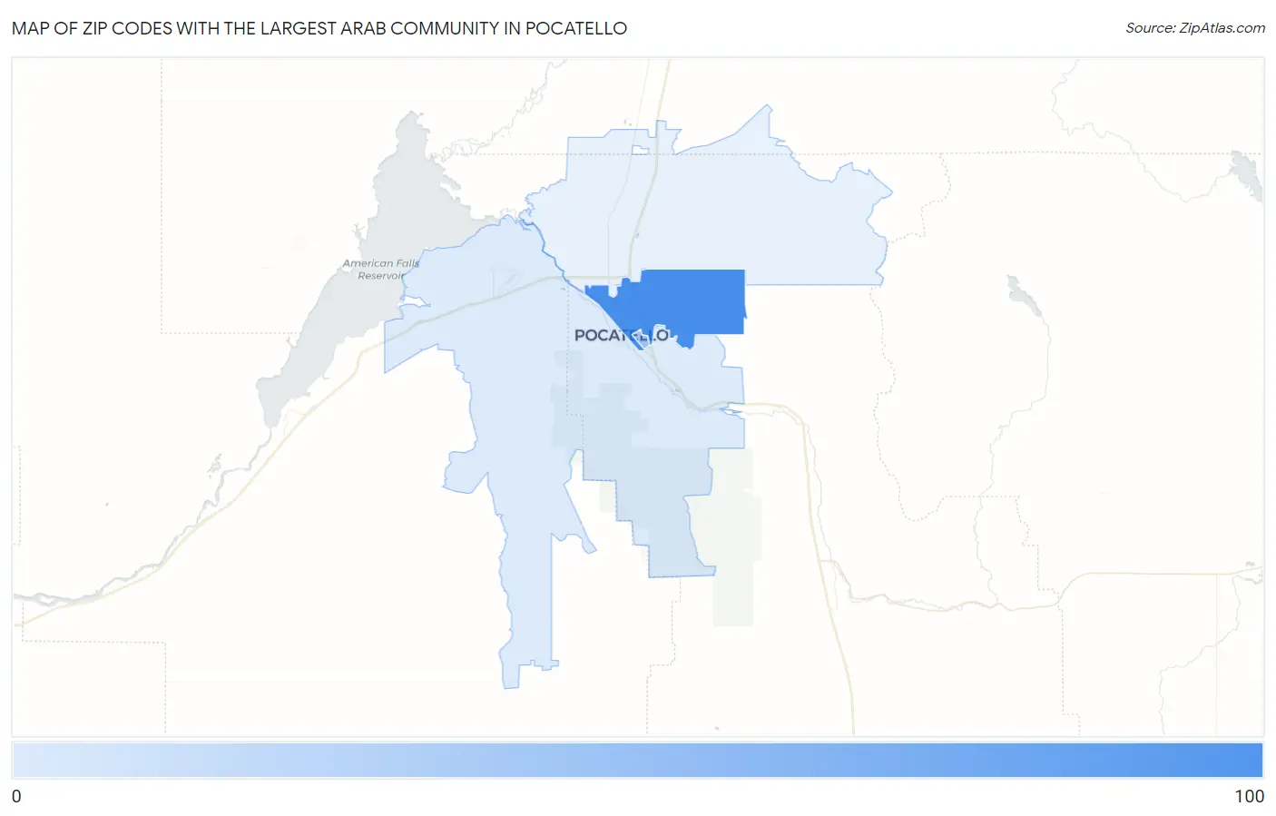 Zip Codes with the Largest Arab Community in Pocatello Map