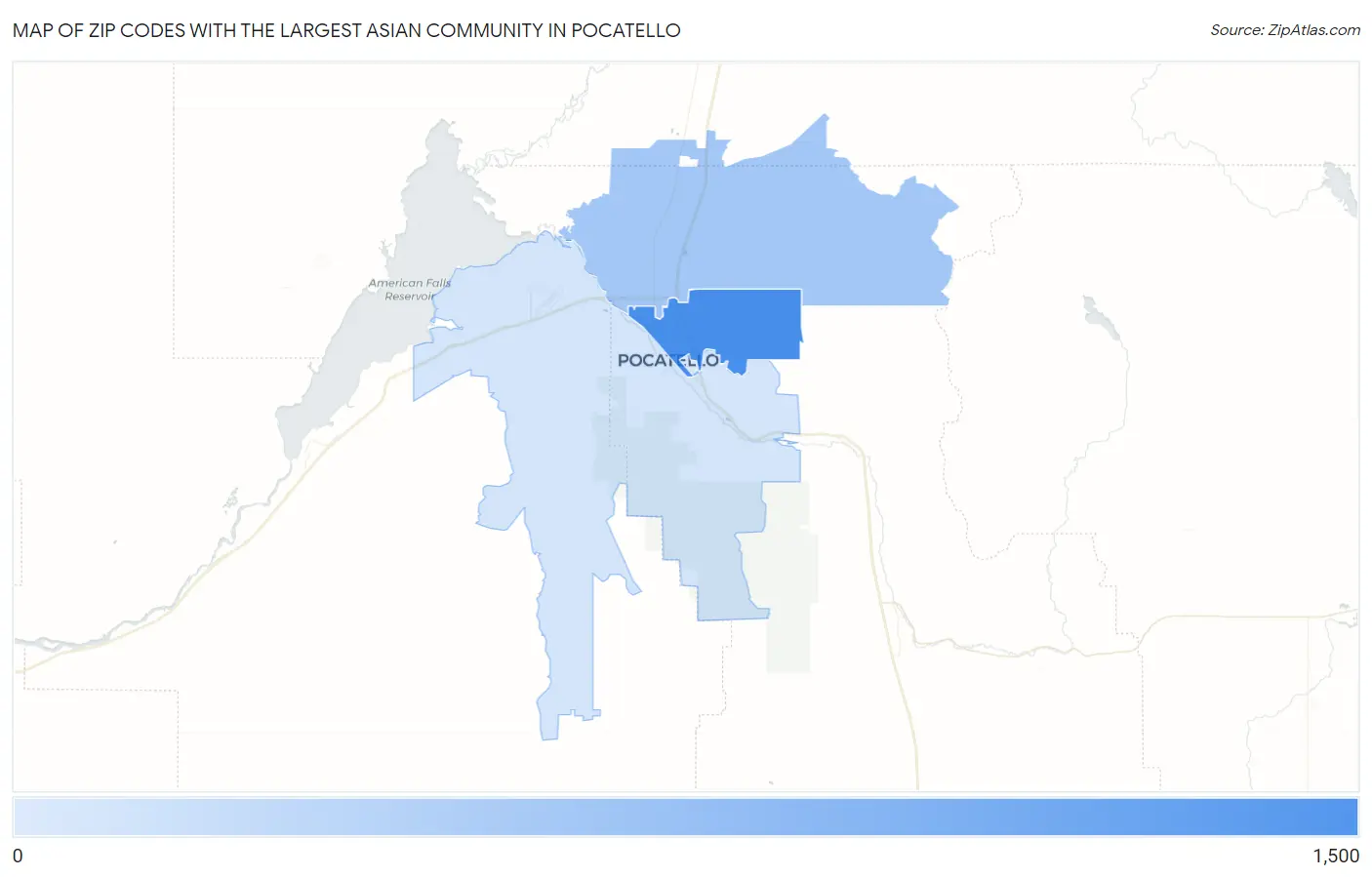 Zip Codes with the Largest Asian Community in Pocatello Map