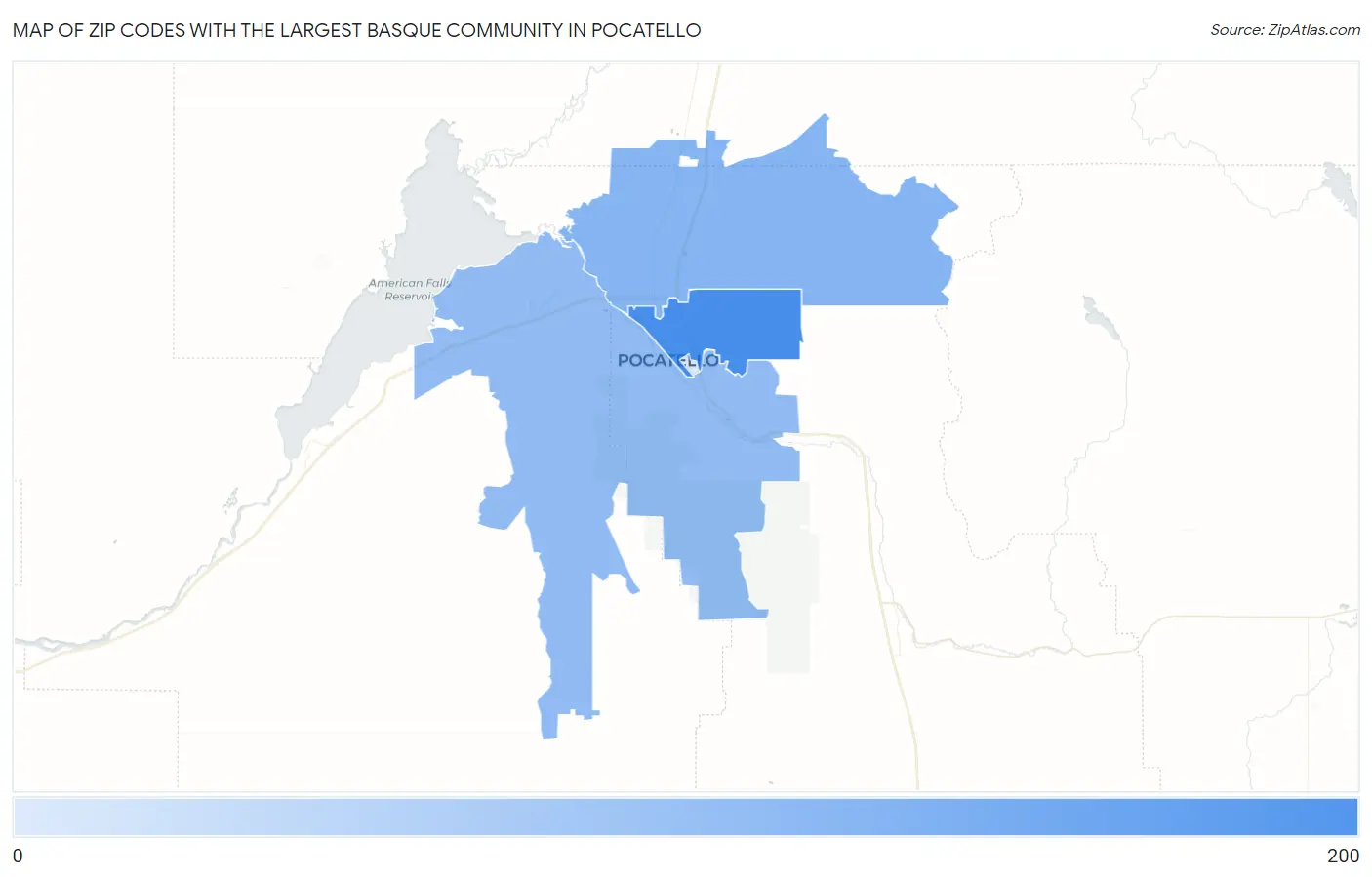Zip Codes with the Largest Basque Community in Pocatello Map