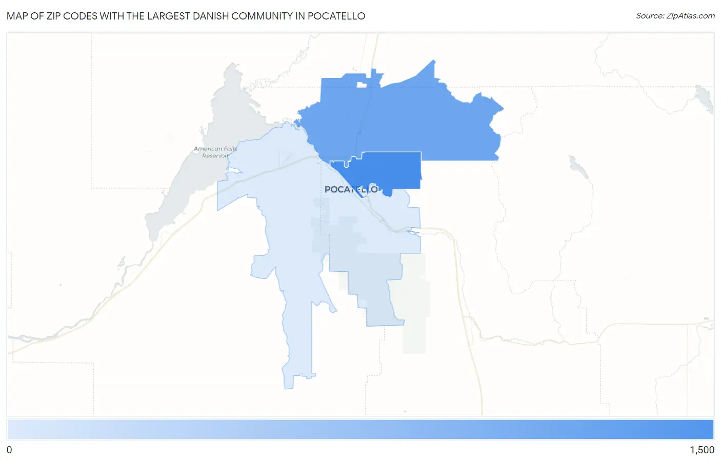 Zip Codes with the Largest Danish Community in Pocatello Map