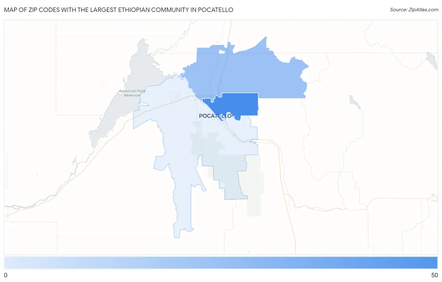 Zip Codes with the Largest Ethiopian Community in Pocatello Map