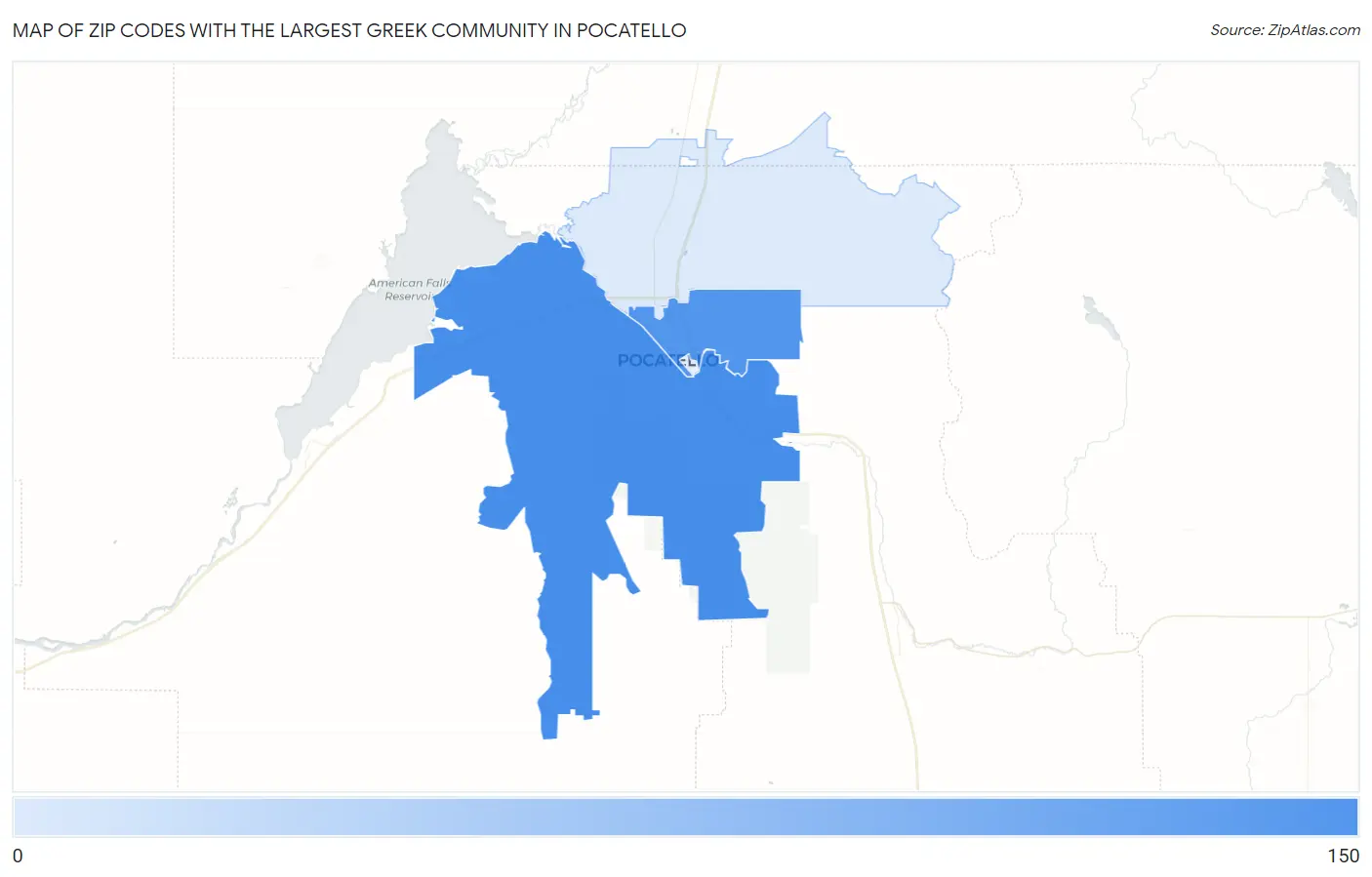 Zip Codes with the Largest Greek Community in Pocatello Map