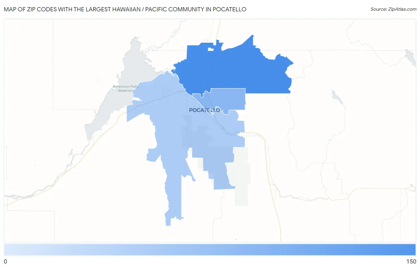 Zip Codes with the Largest Hawaiian / Pacific Community in Pocatello Map