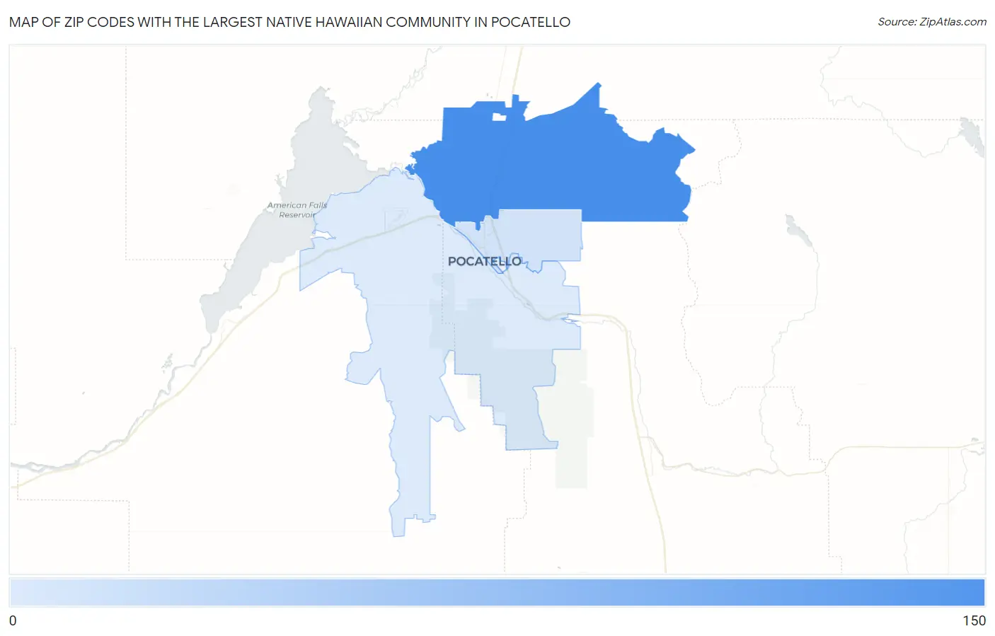 Zip Codes with the Largest Native Hawaiian Community in Pocatello Map