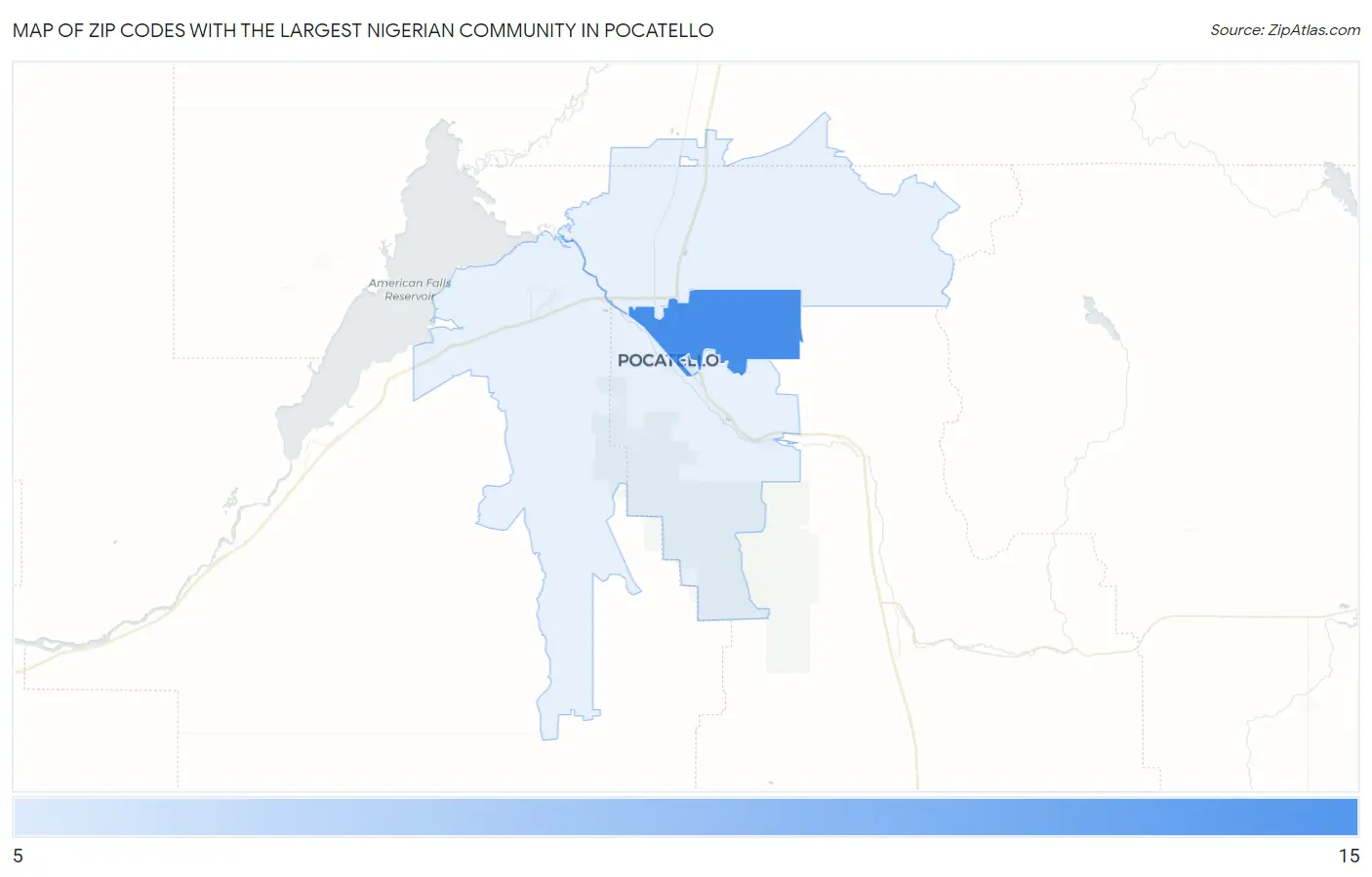 Zip Codes with the Largest Nigerian Community in Pocatello Map