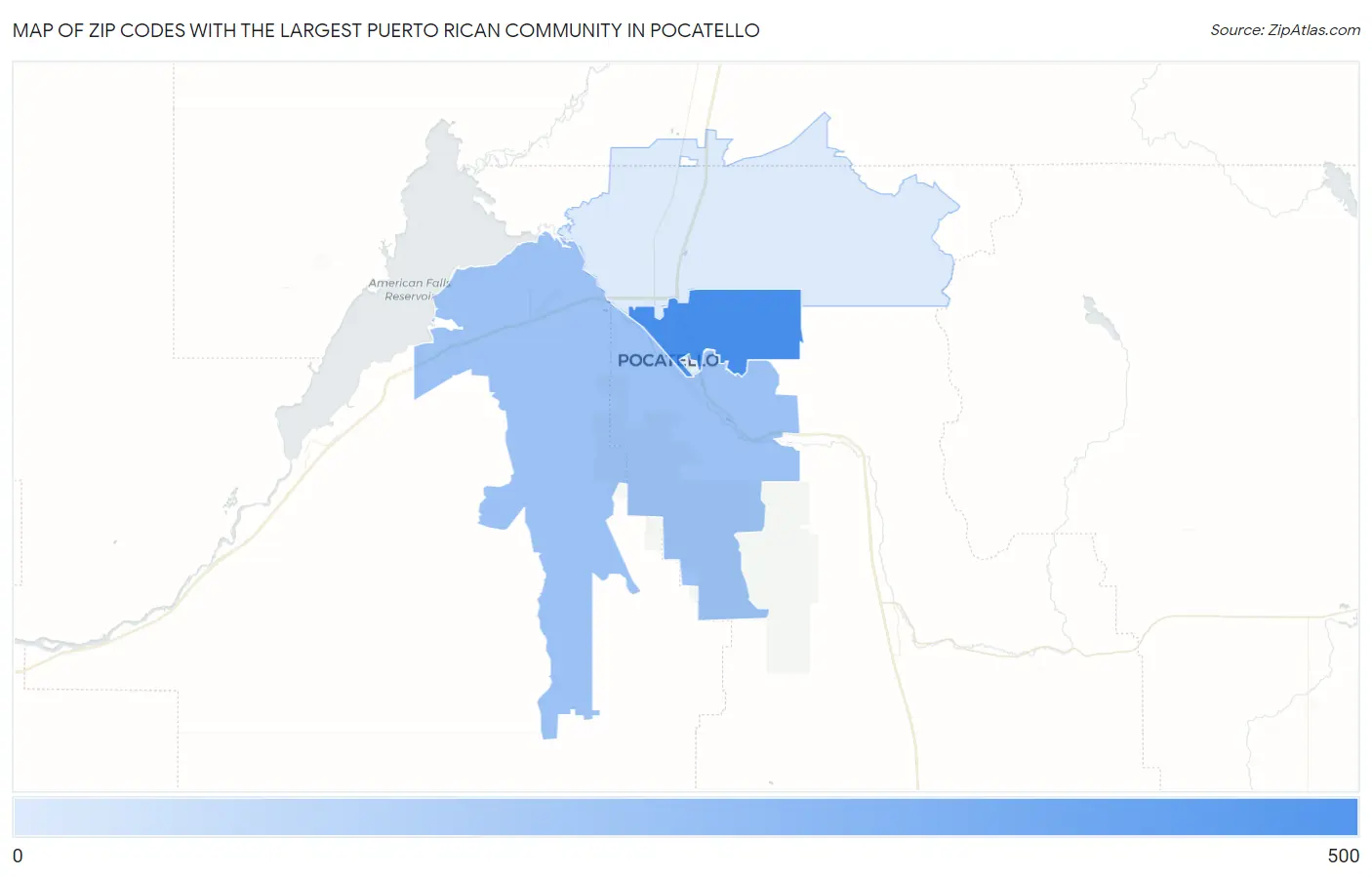 Zip Codes with the Largest Puerto Rican Community in Pocatello Map