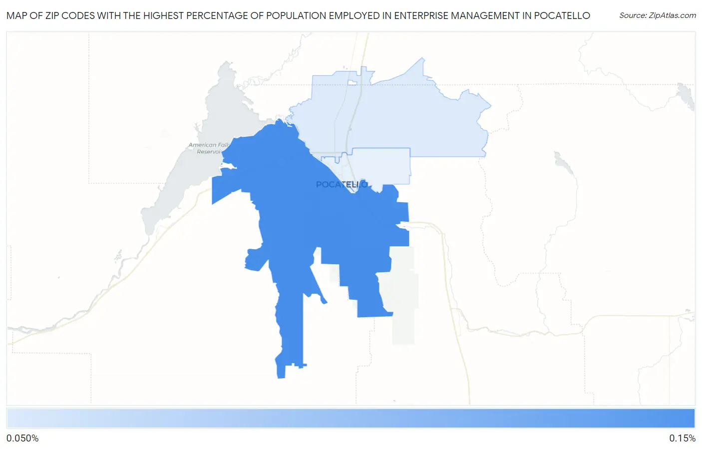 Zip Codes with the Highest Percentage of Population Employed in Enterprise Management in Pocatello Map